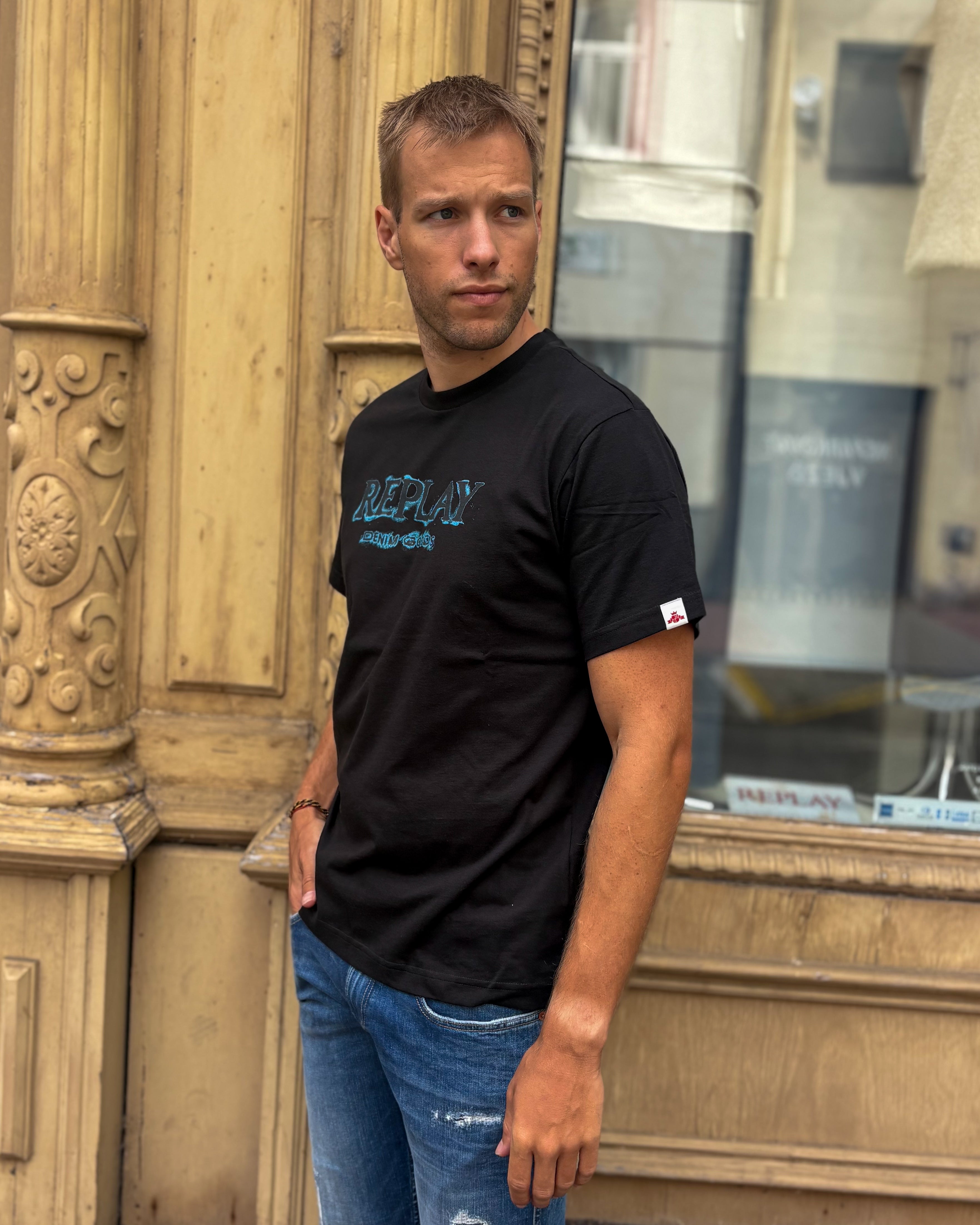 FÉRFI REPLAY PAMUT PÓLÓ MINTA MINTÁVAL