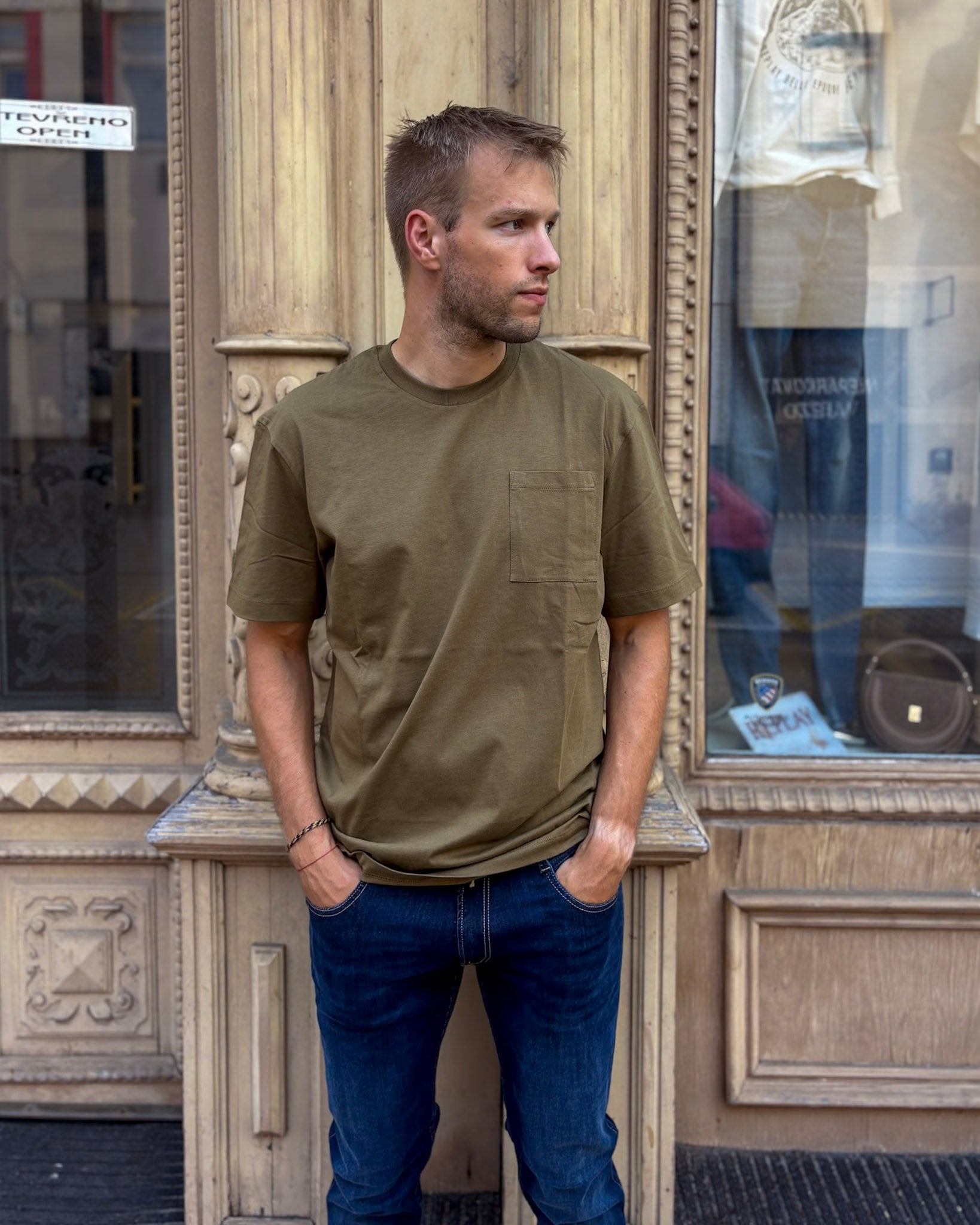 FÉRFI REPLAY PÓLÓ MELLKASI ZSEBBEL ÉS MINTÁS MINTÁVAL