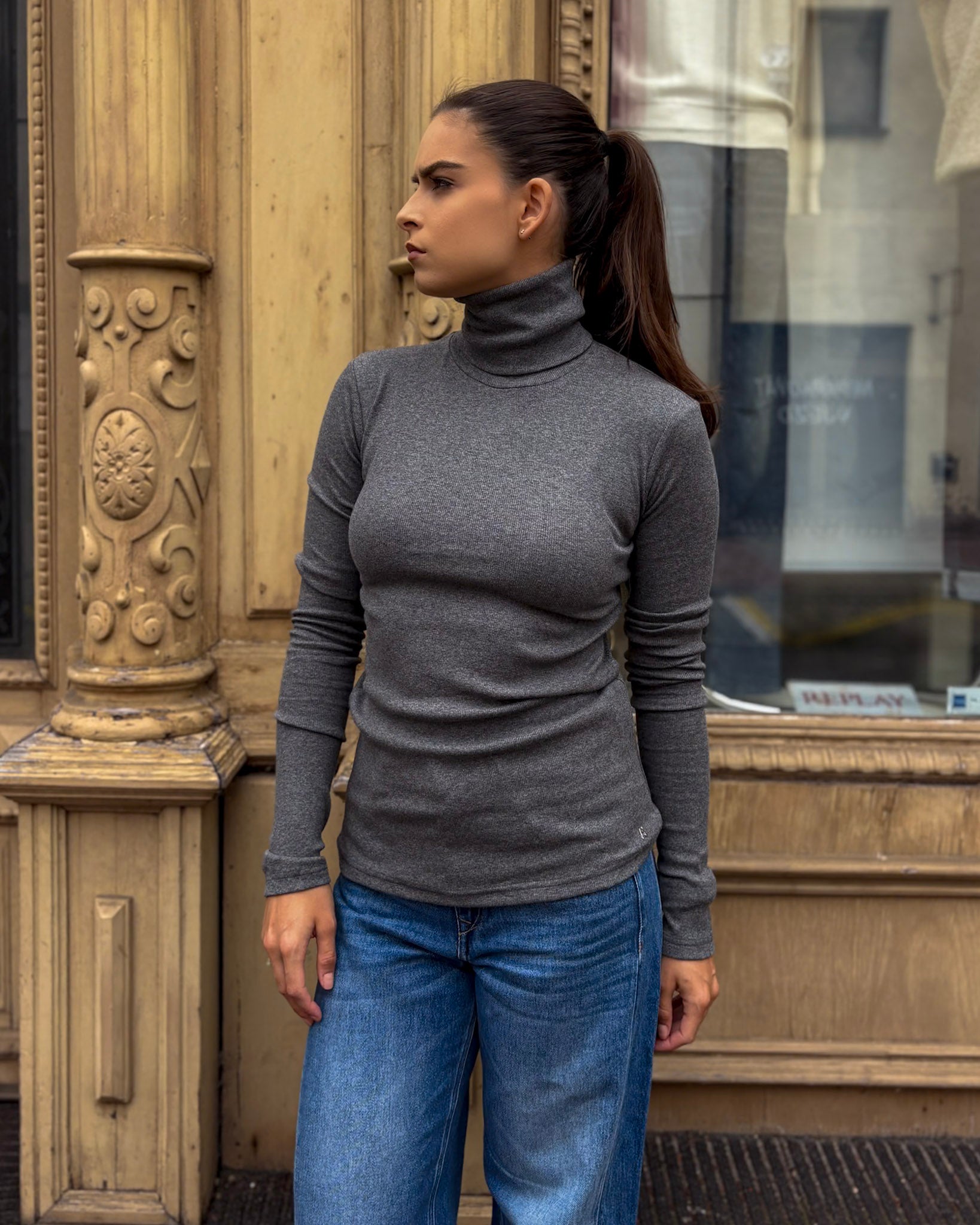 REPLAY WOMEN'S LONG SLEEVE TURTLENECK T-SHIRT