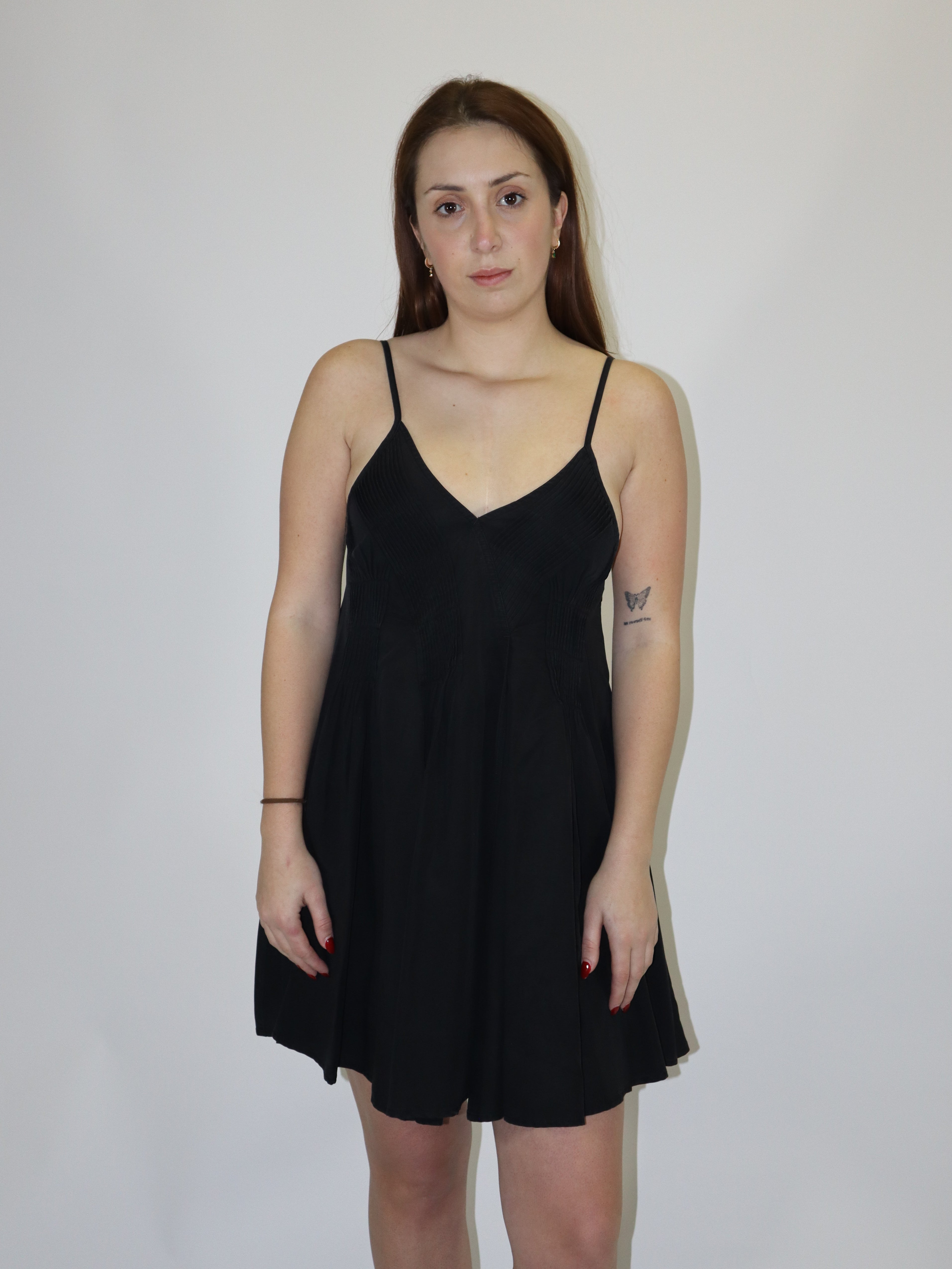 REPLAY WOMEN'S SUMMER MINI DRESS WITH STRAPS AND PLEATS