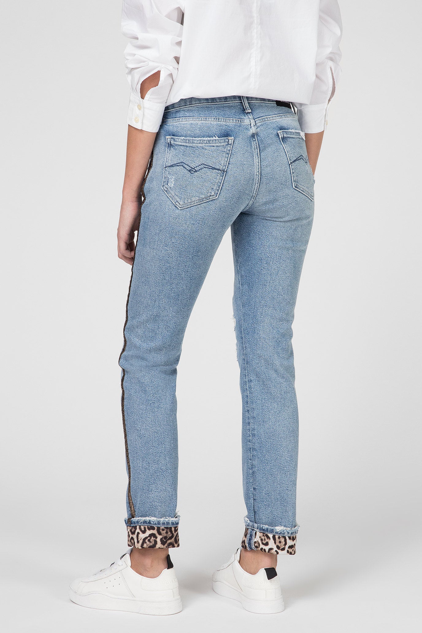 REPLAY DÁMSKÉ DŽÍNY S OZDOBNÝM LEMEM