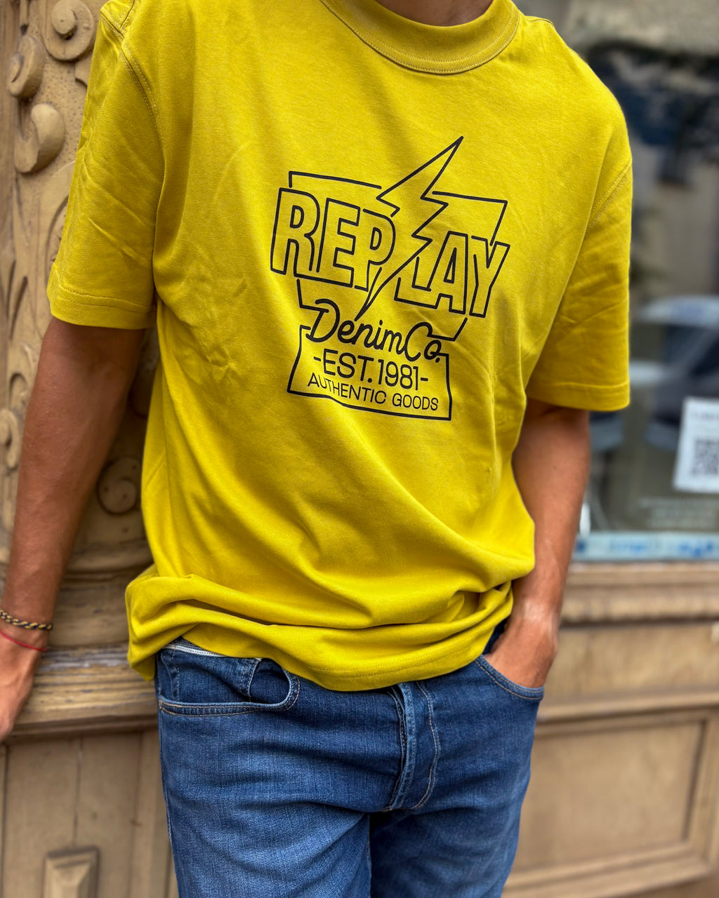 REPLAY MEN'S T-SHIRT WITH CHEST PRINT