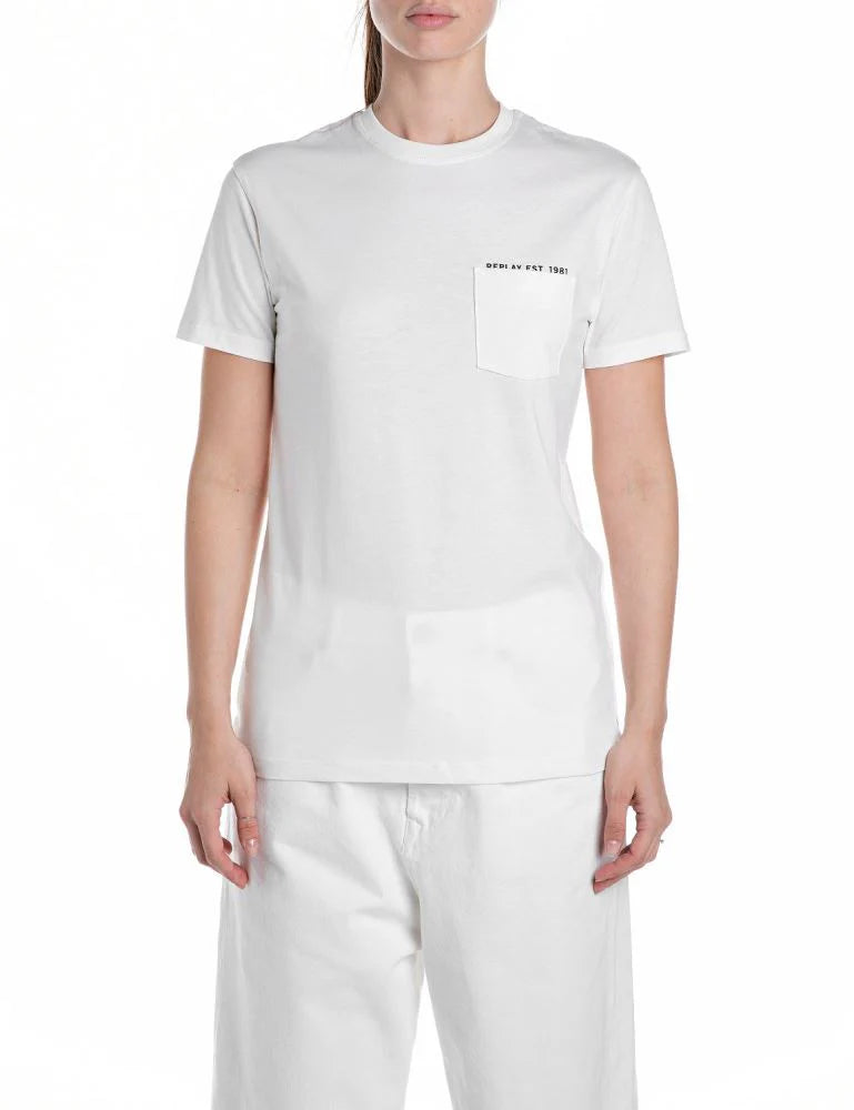 REPLAY DÁMSKE TRIČKO REGULAR FIT S NÁPRSNÝM VRECKOM 