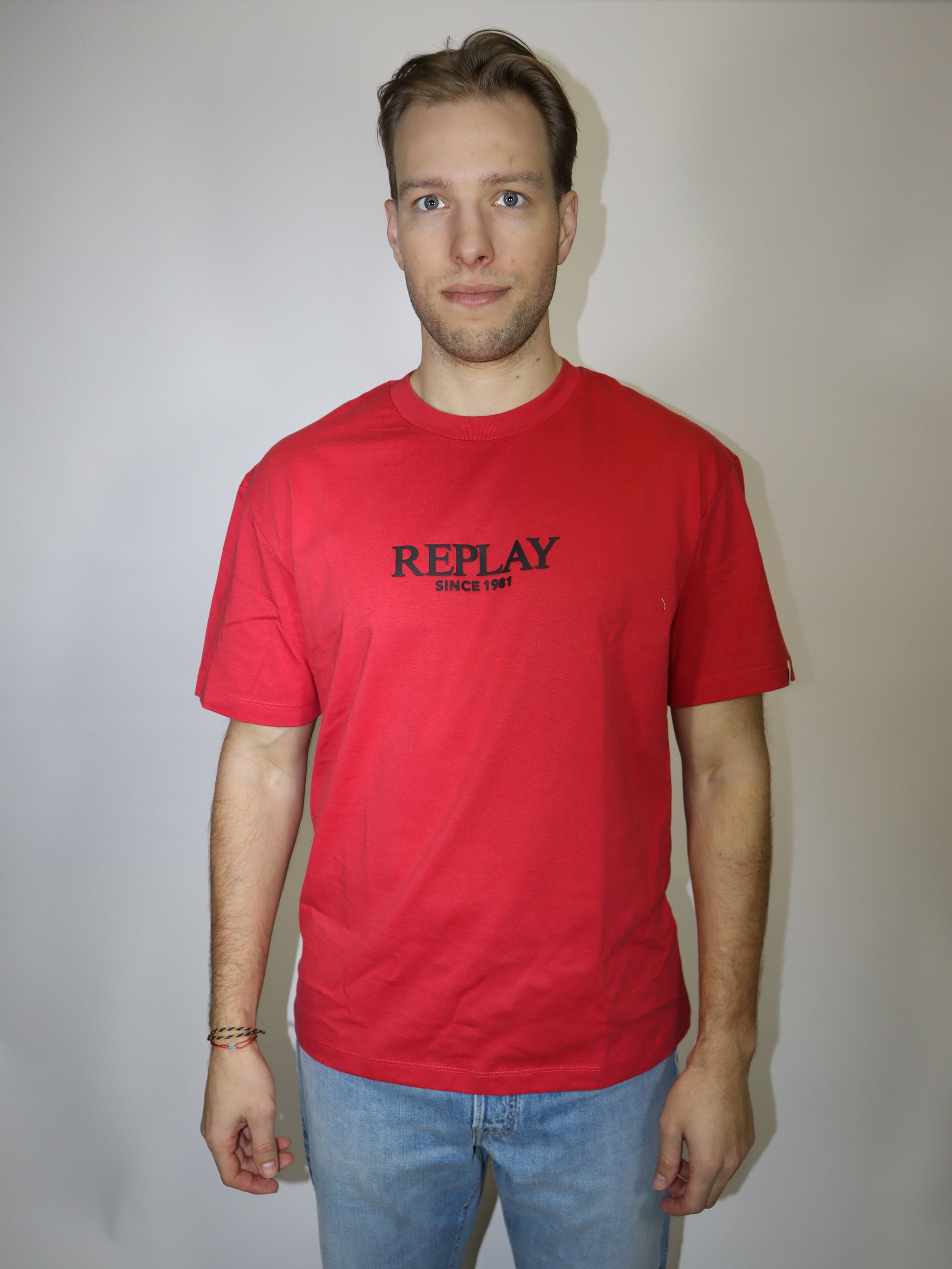 REPLAY PÁNSKÉ TRIČKO VOLNÉHO STŘIHU S POTISKEM