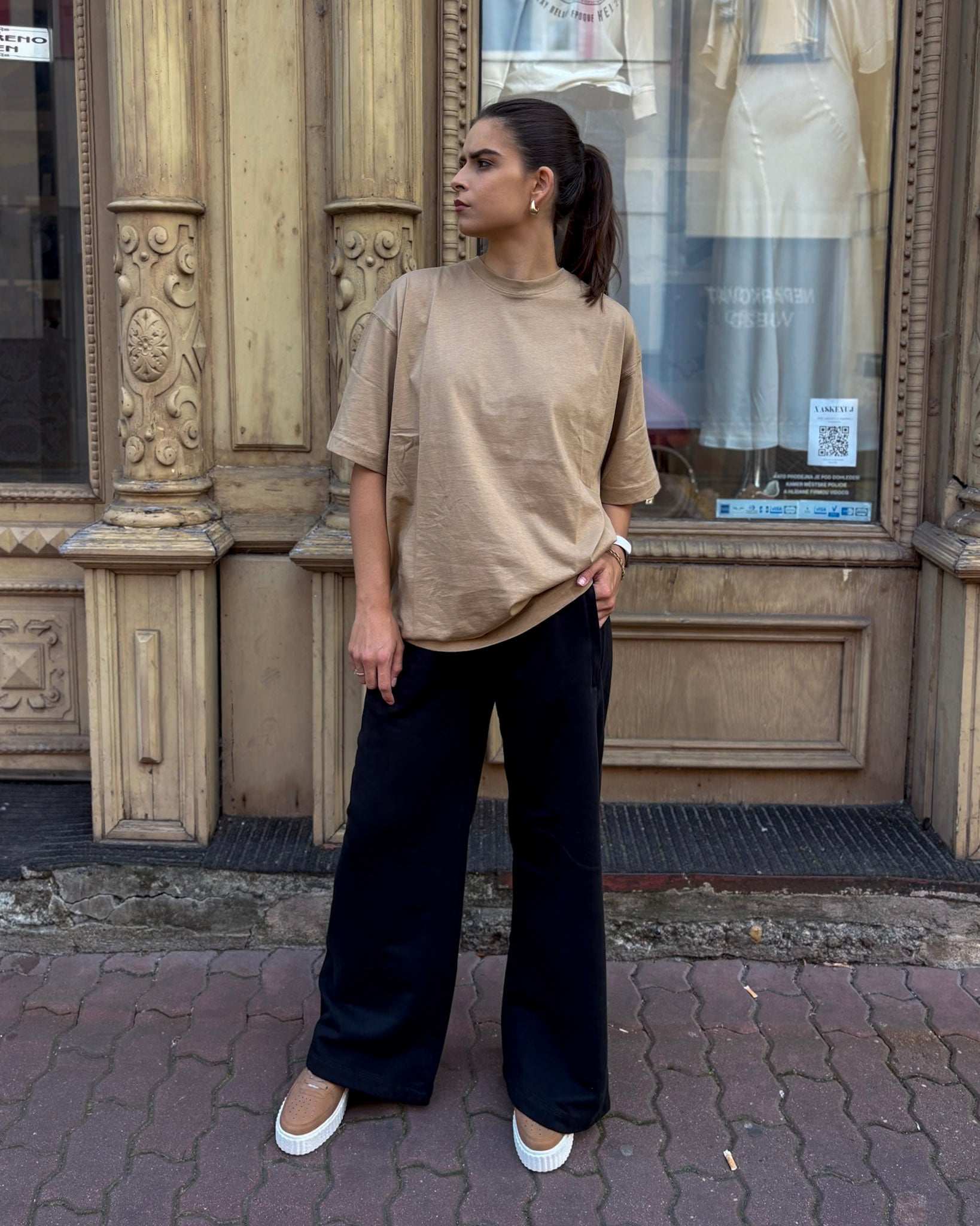 WOMEN'S REPLAY WIDE PANTS WITH DRAWSTRING