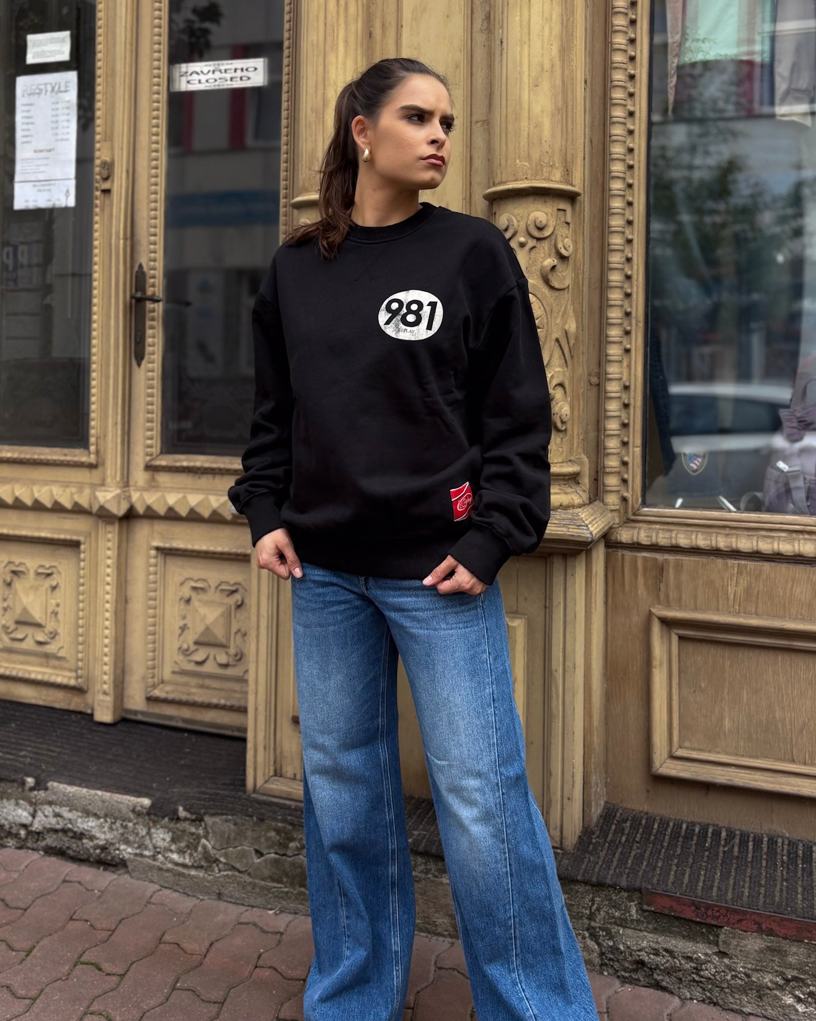 NŐI REPLAY PULÓVER NYOMTATÁSSAL 981