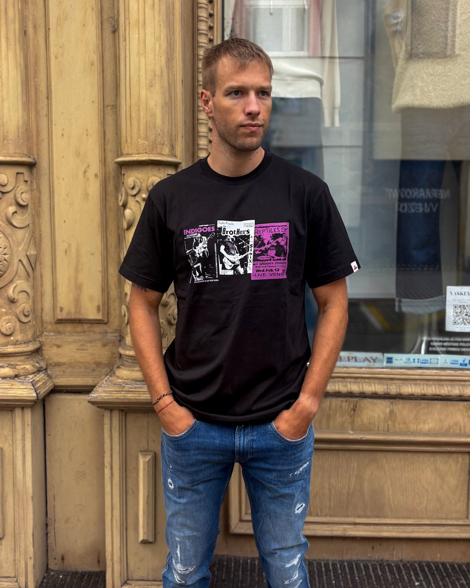 FÉRFI REPLAY PAMUT PÓLÓ GRAFIKUS MINTÁVAL