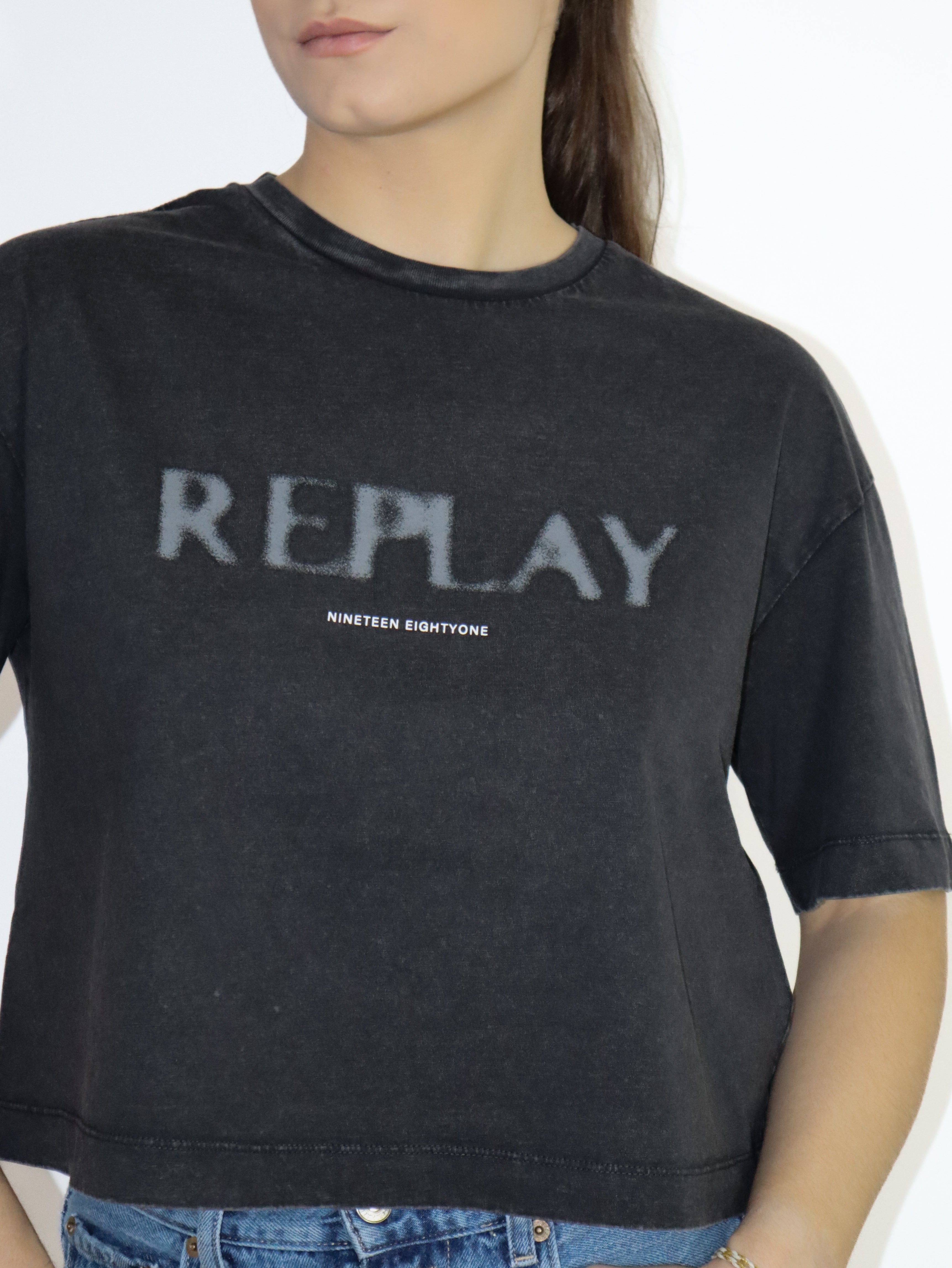 REPLAY WOMEN'S LOGO CROP T-SHIRT