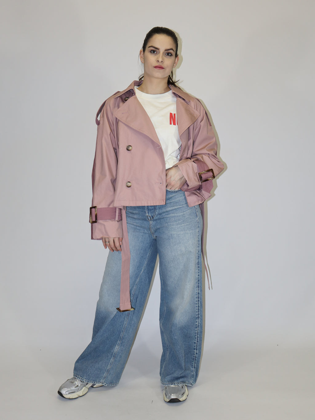 REPLAY WOMEN'S COTTON SHORT TRENCH COAT WITH LOOSE FIT