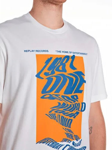 REPLAY PÁNSKE BAVLNENÉ TRIČKO S POTLAČOU