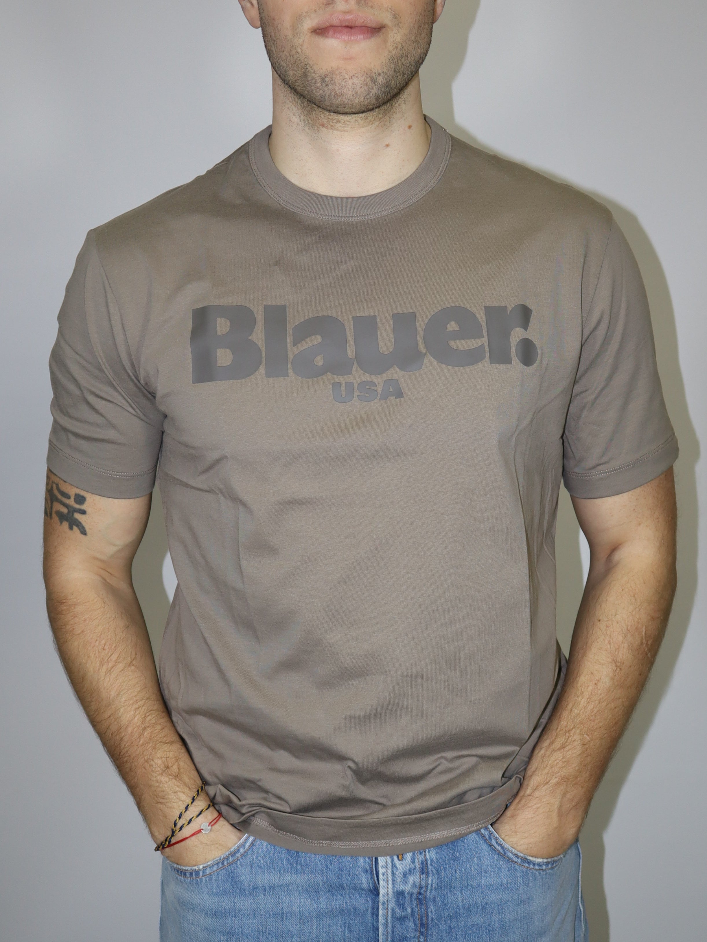 BLAUER PANSKÉ TRIČKO S POTISKEM TÓN V TÓNU