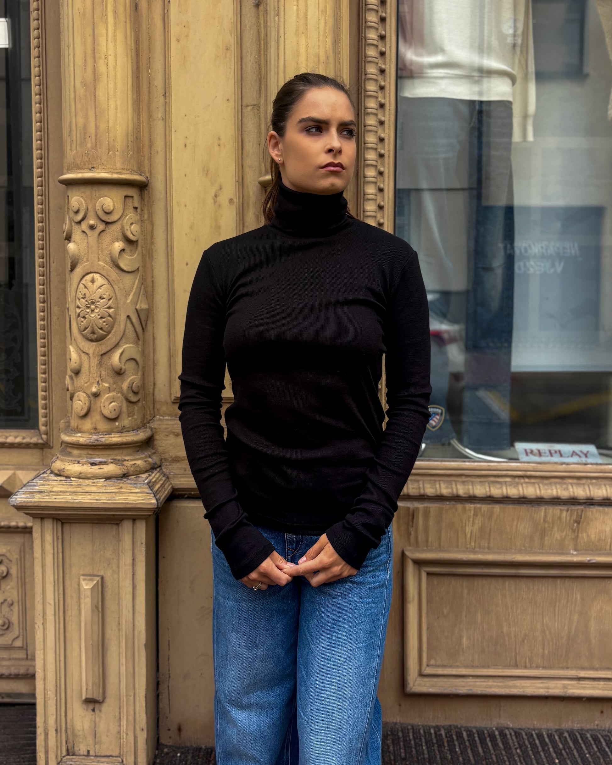 REPLAY WOMEN'S LONG SLEEVE TURTLENECK T-SHIRT