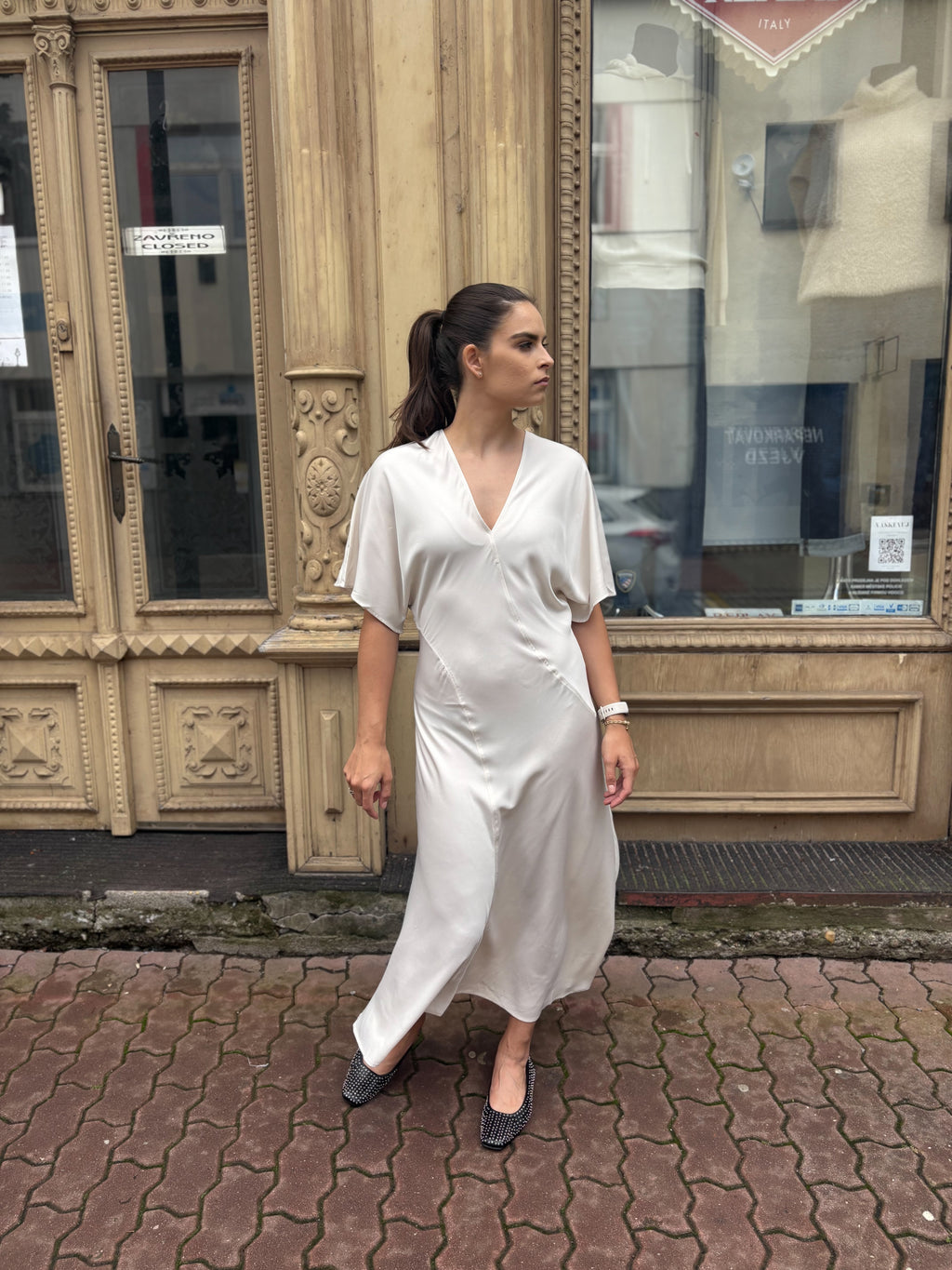 REPLAY POLY SATIN MIDI DRESS