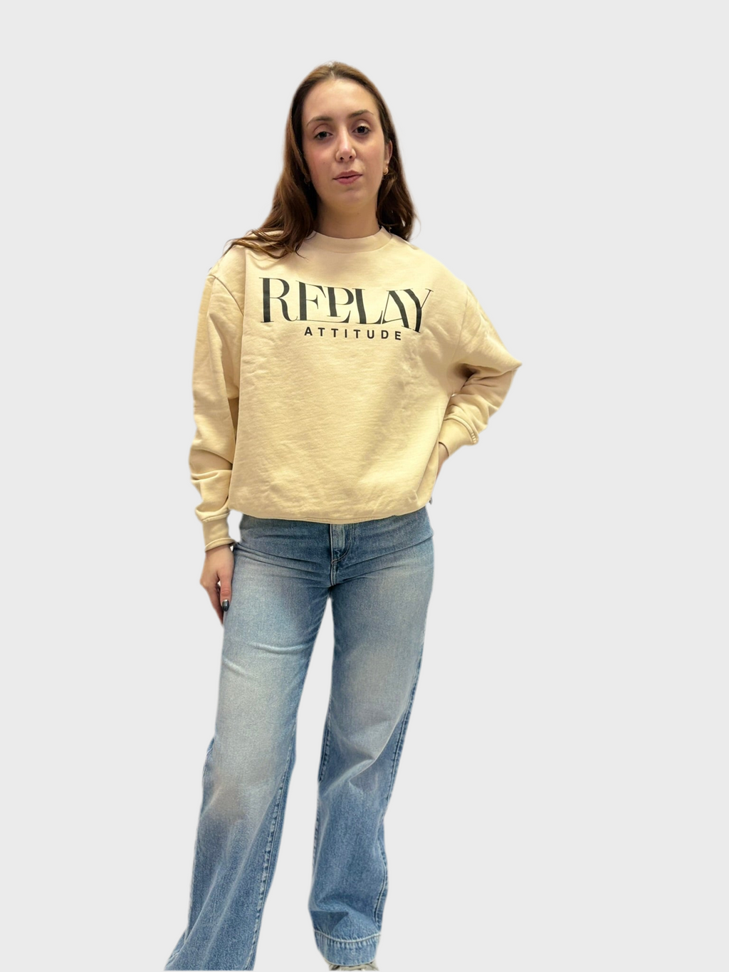 REPLAY DÁMSKÁ BAVLNĚNÁ OVERSIZED MIKINA S POTISKEM