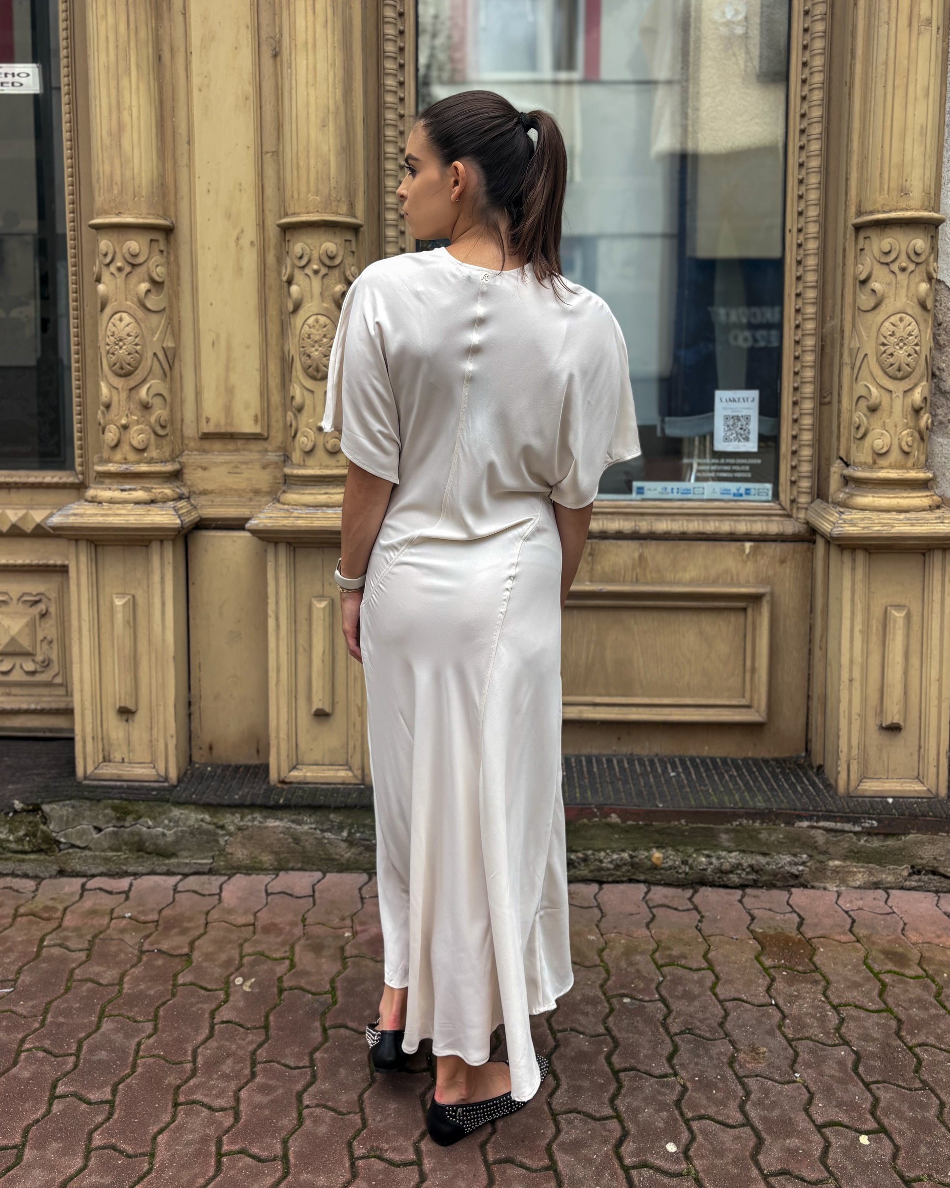 REPLAY POLY SATIN MIDI DRESS