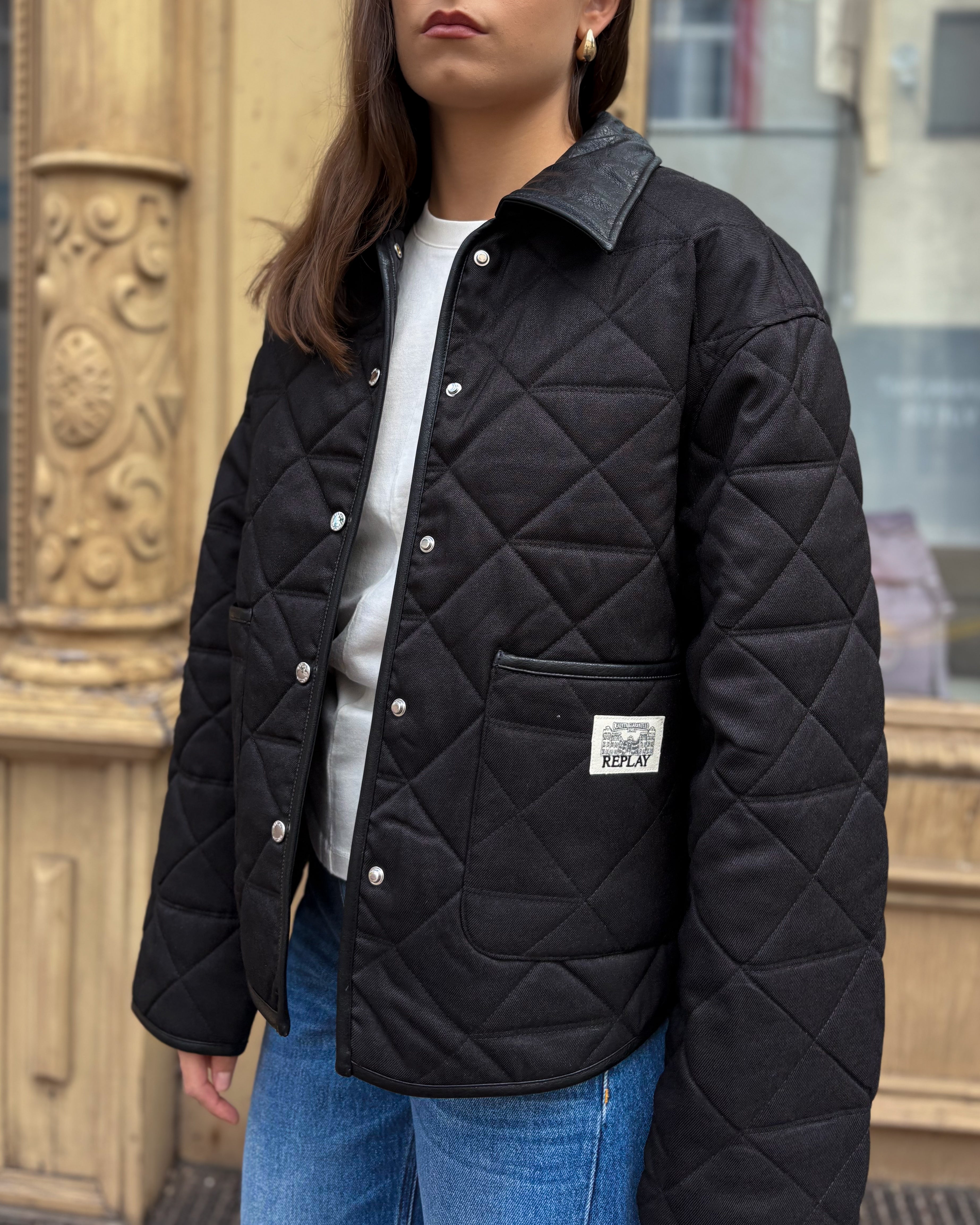 REPLAY Women's quilted jacket with collar - Stylish quilted jacket
