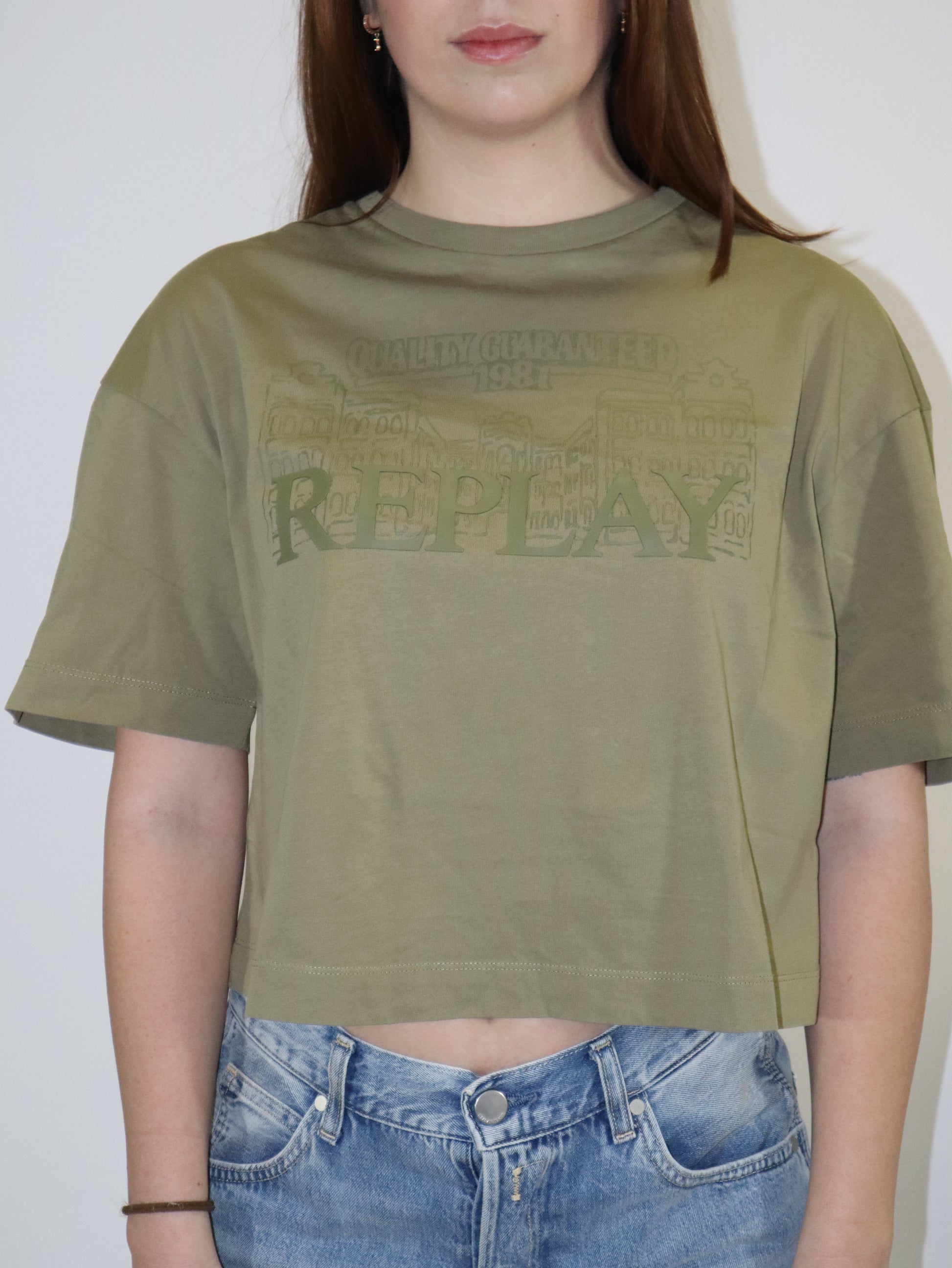 REPLAY DÁMSKÉ ZKRÁCENÉ TRIČKO S VÝRAZNÝM LOGEM