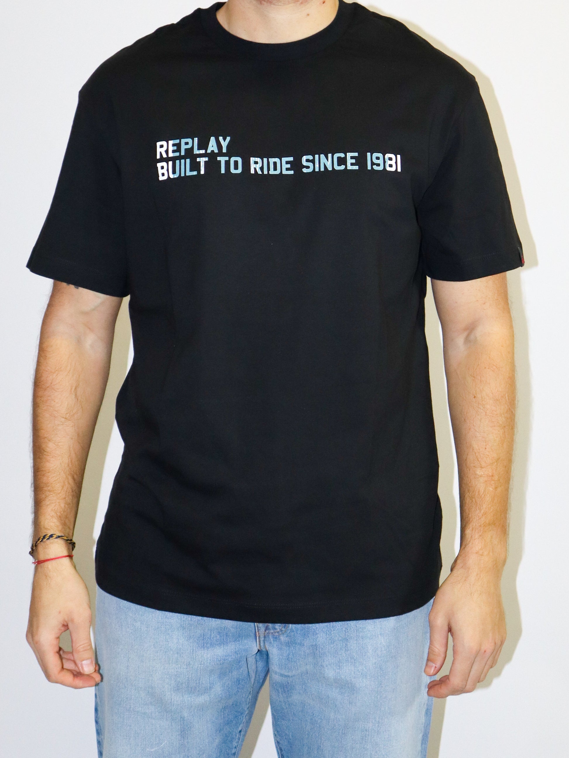 REPLAY PÁNSKÉ TRIČKO UVOLNĚNÉHO STŘIHU S POTISKEM