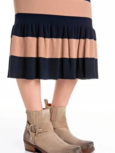 REPLAY DÁMSKÁ PRUHOVANÁ MIDI SUKNĚ S VOLÁNOVÝMI DETAILY