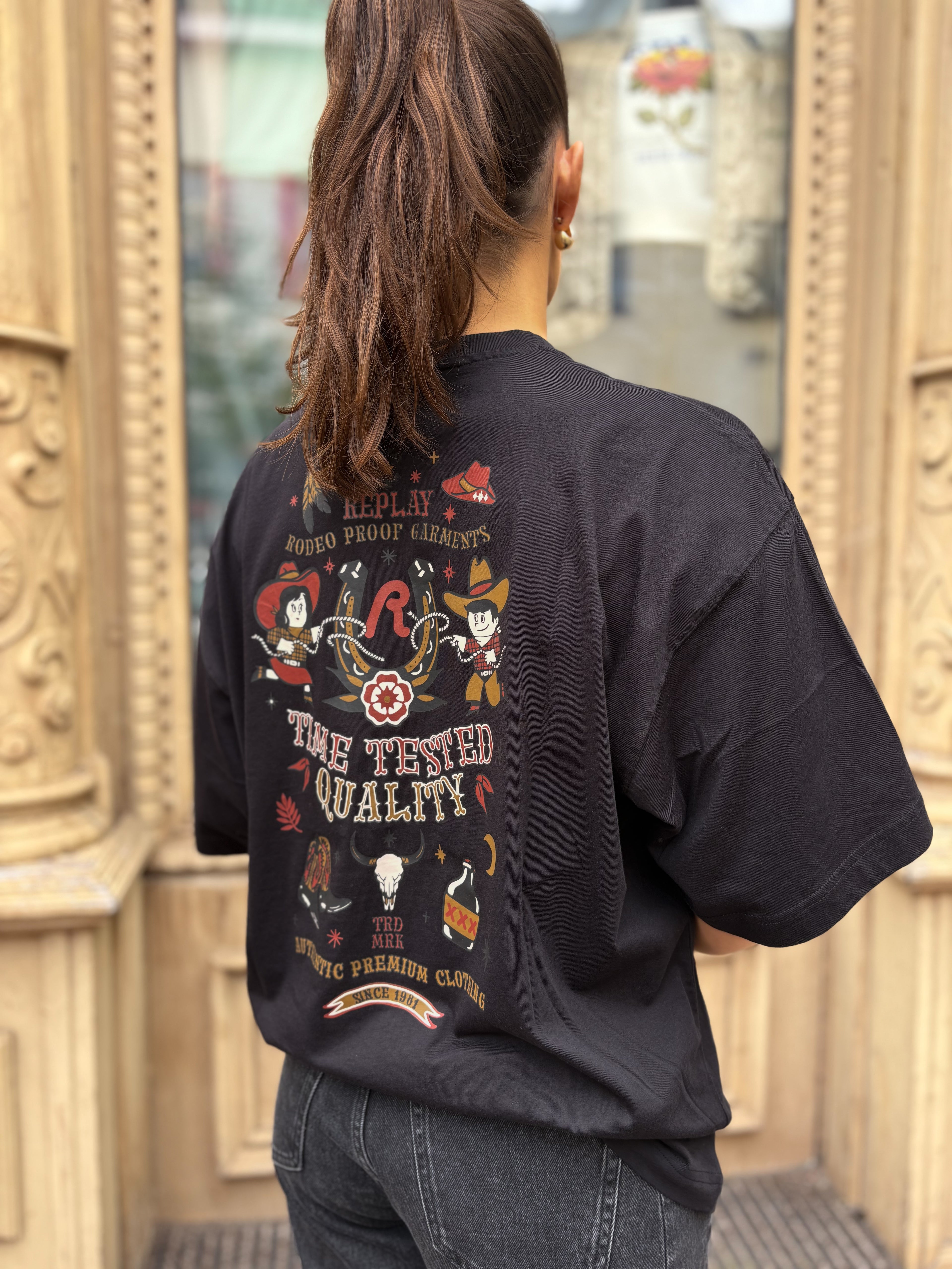 NŐI REPLAY PÓLÓ FIÚ STÍLUSÚ, WESTERN MINTÁVAL