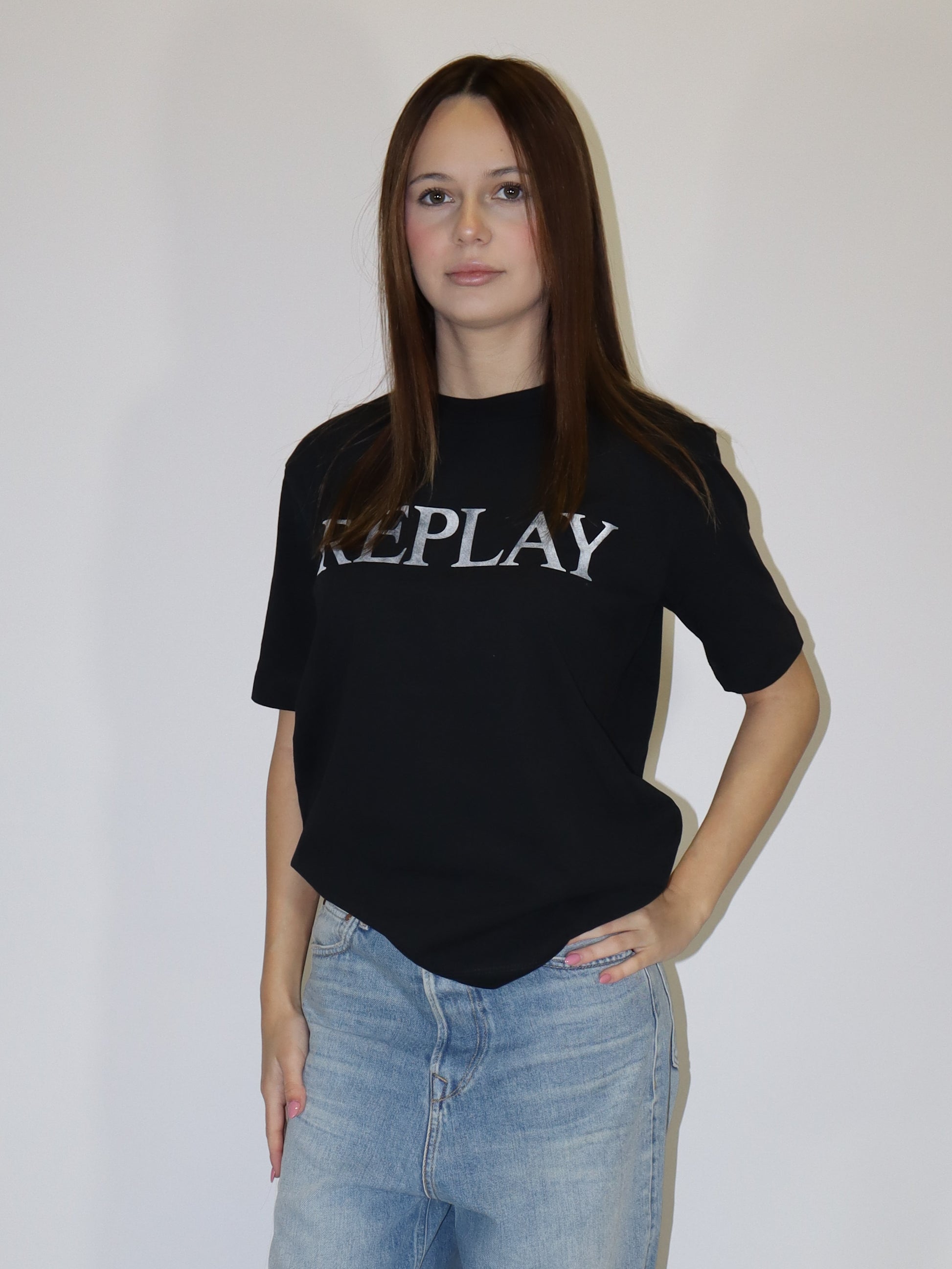REPLAY DÁMSKÉ BAVLNĚNÉ TRIČKO S KRÁTKÝM RUKÁVEM A POTISKEM