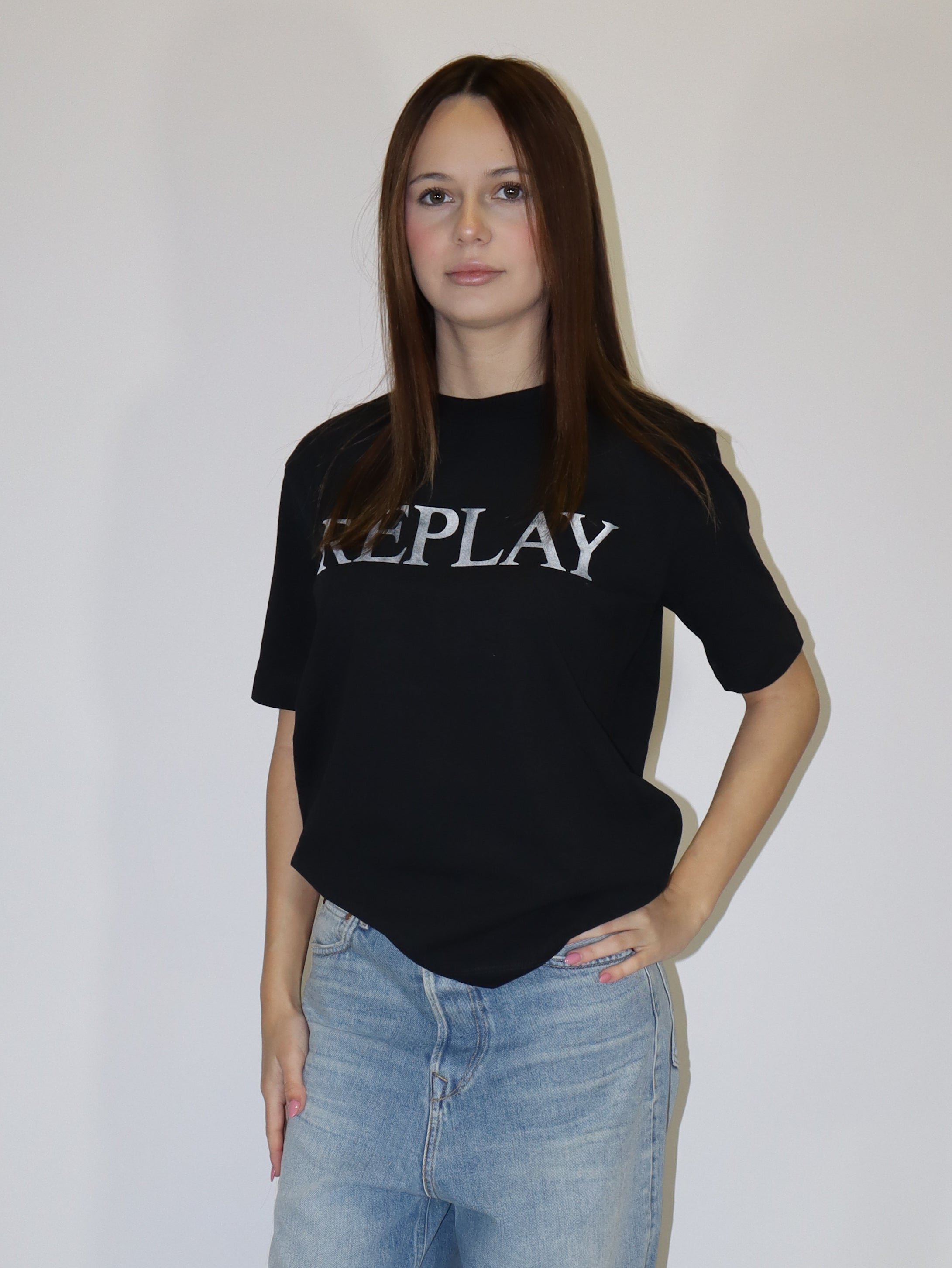 REPLAY DÁMSKÉ BAVLNĚNÉ TRIČKO S KRÁTKÝM RUKÁVEM A POTISKEM 