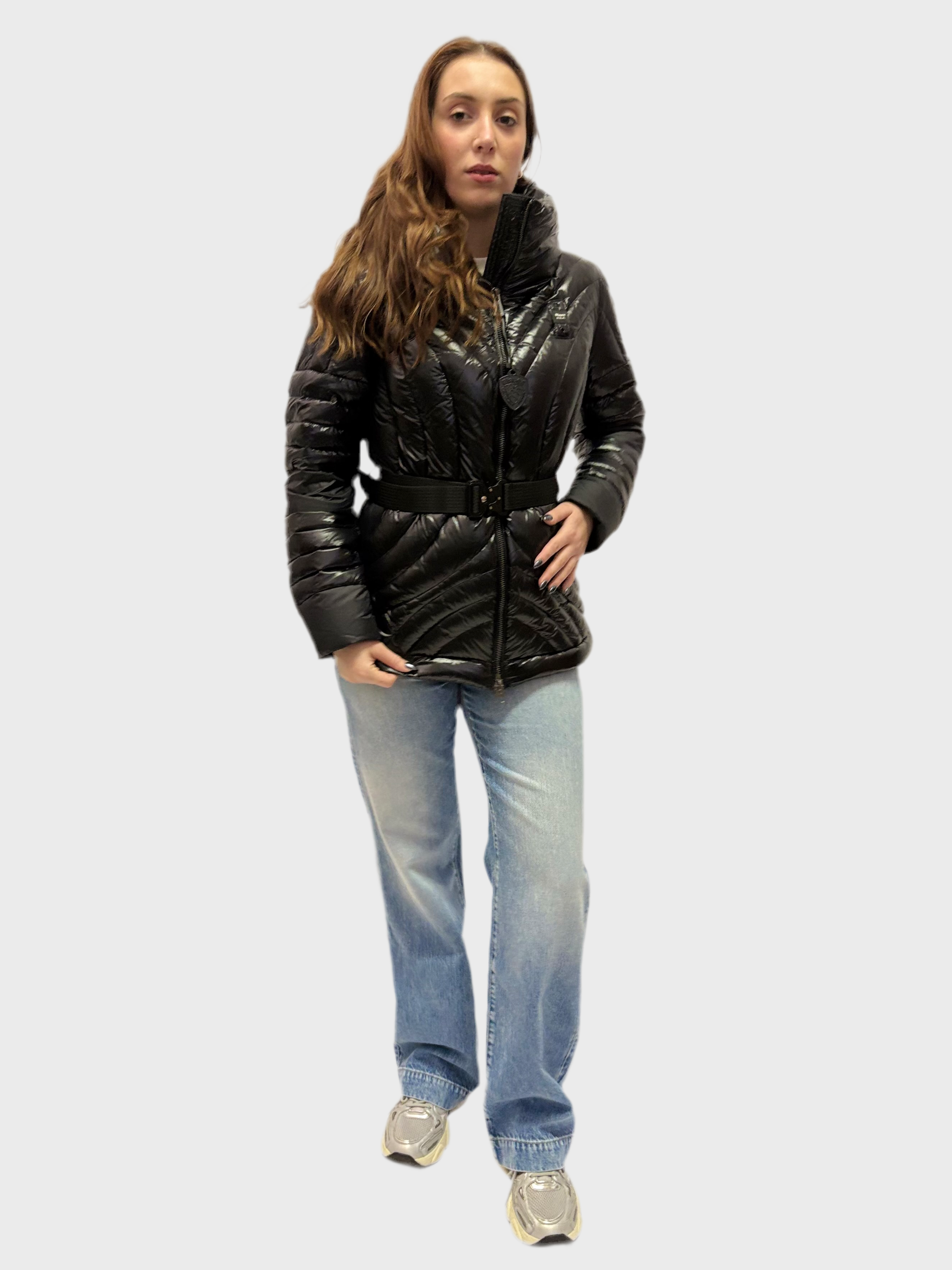 DÁMSKÁ PÉŘOVÁ BUNDA BLAUER S PÁSKEM ANGELL