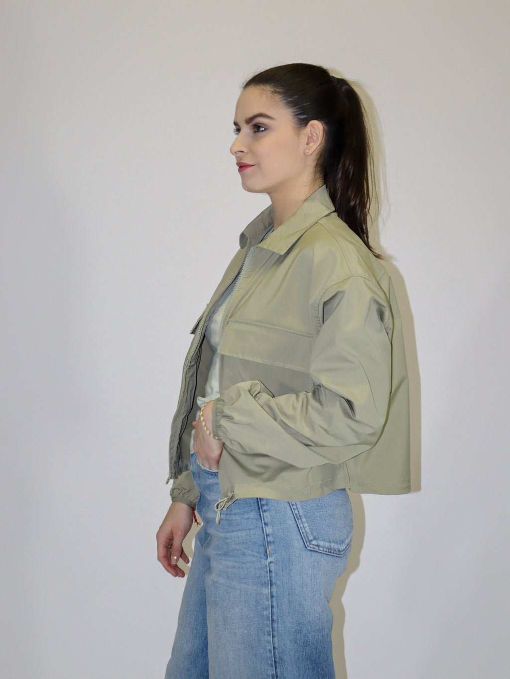 REPLAY WOMEN'S CROPPED JACKET WITH MAXI POCKETS