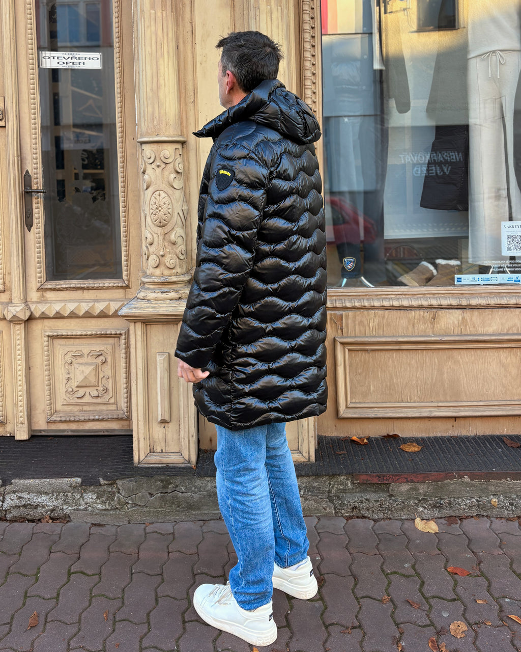 PÁNSKÁ DLOUHÁ PROŠÍVANÁ BLAUER PÉŘOVÁ BUNDA DUNBOY 