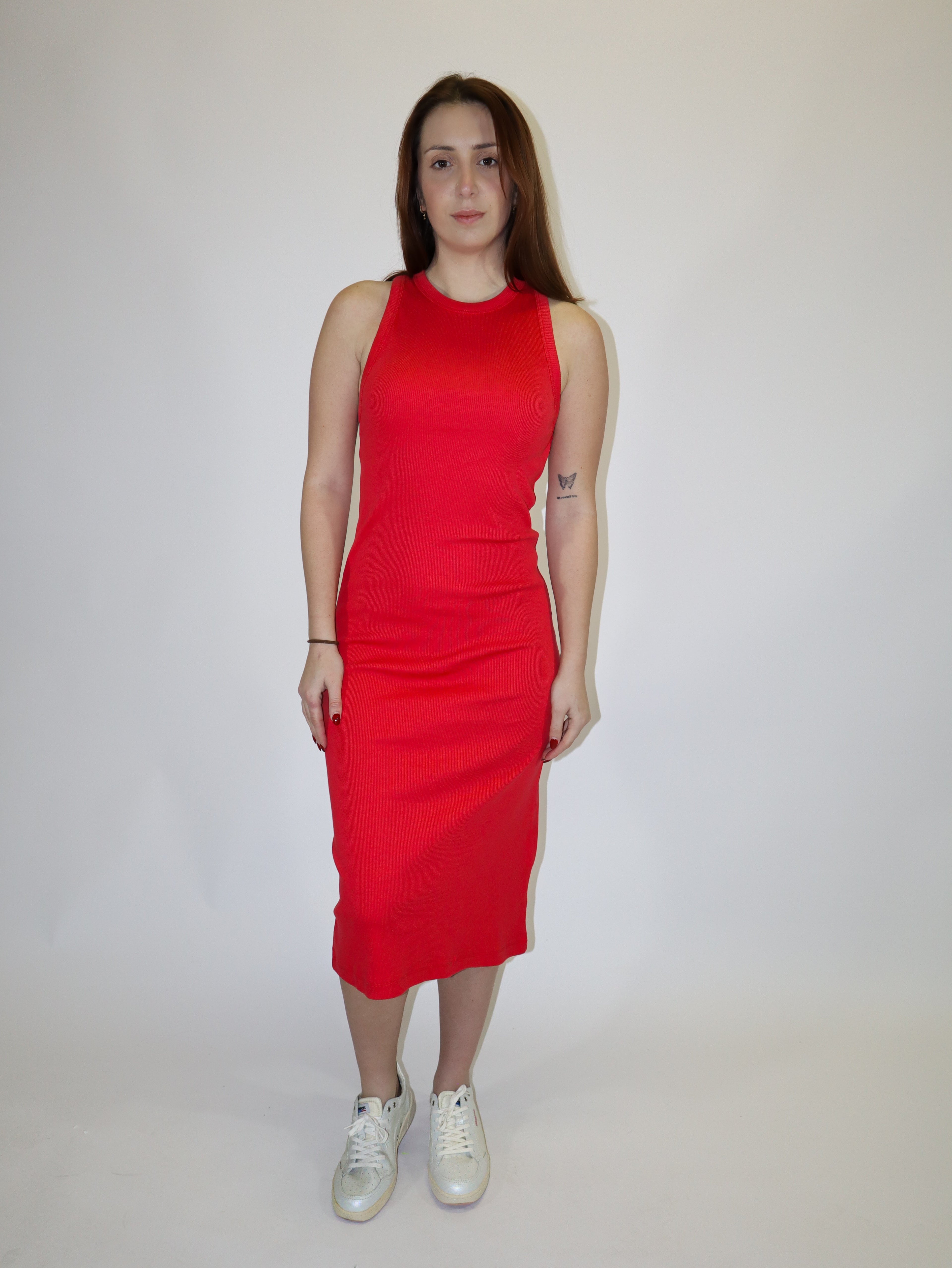 REPLAY STRETCH COTTON MIDI DRESS