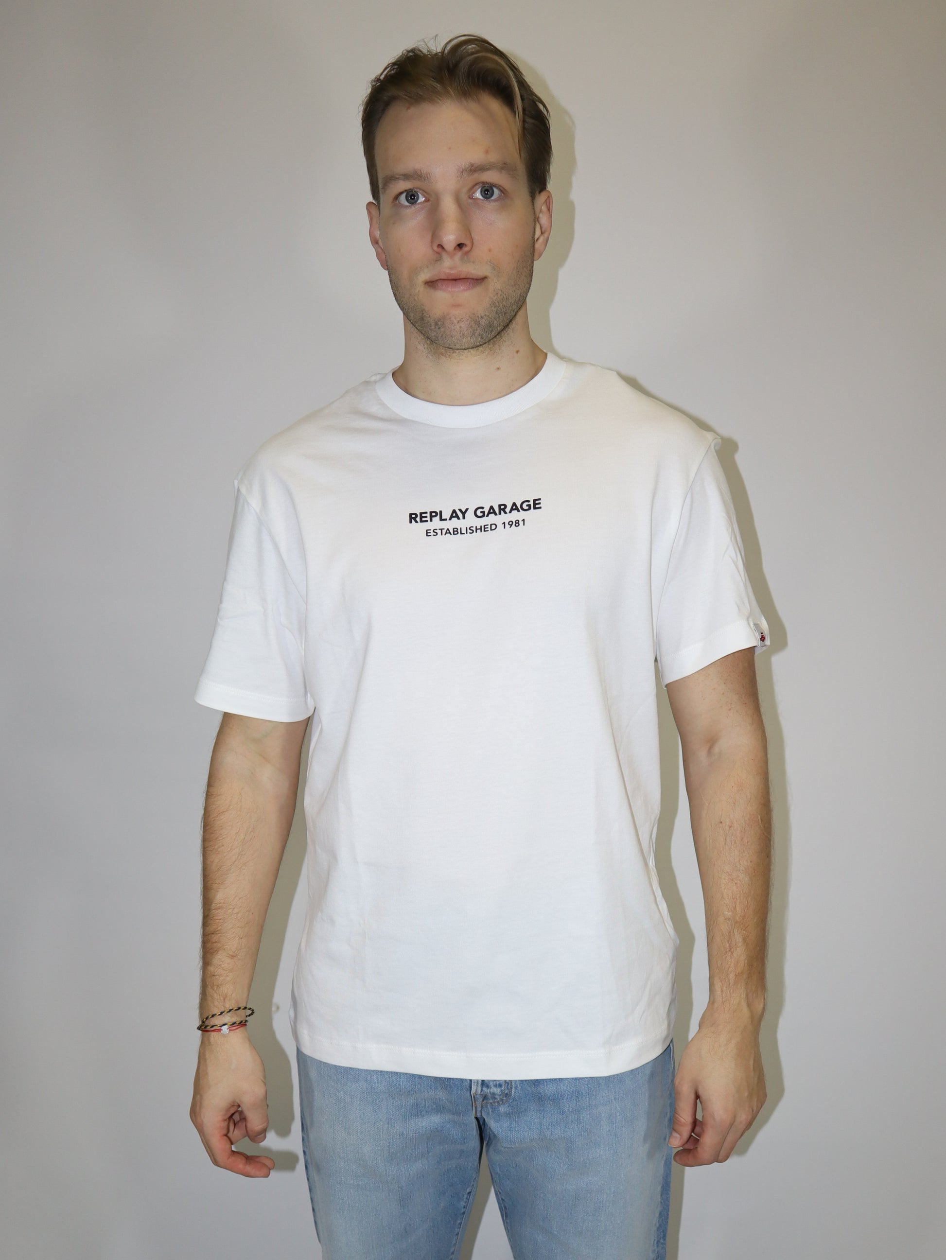 REPLAY PÁNSKÉ TRIČKO UVOLNĚNÉHO STŘIHU S POTISKEM