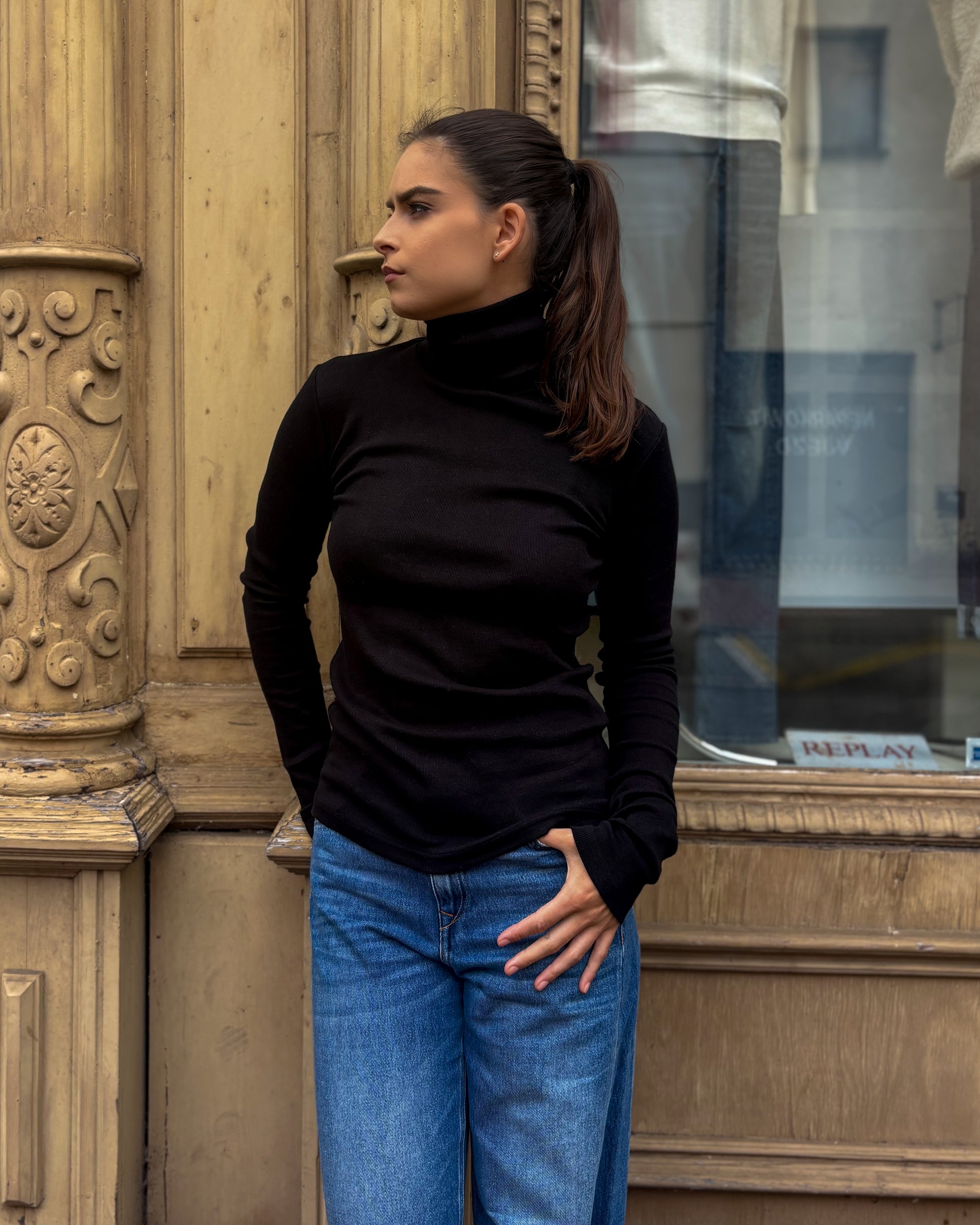 REPLAY WOMEN'S LONG SLEEVE TURTLENECK T-SHIRT