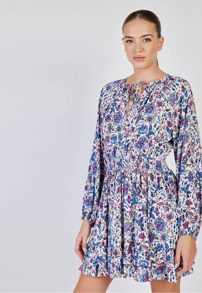 REPLAY SHORT FLORAL DRESS WITH LACE AND BUTTONS