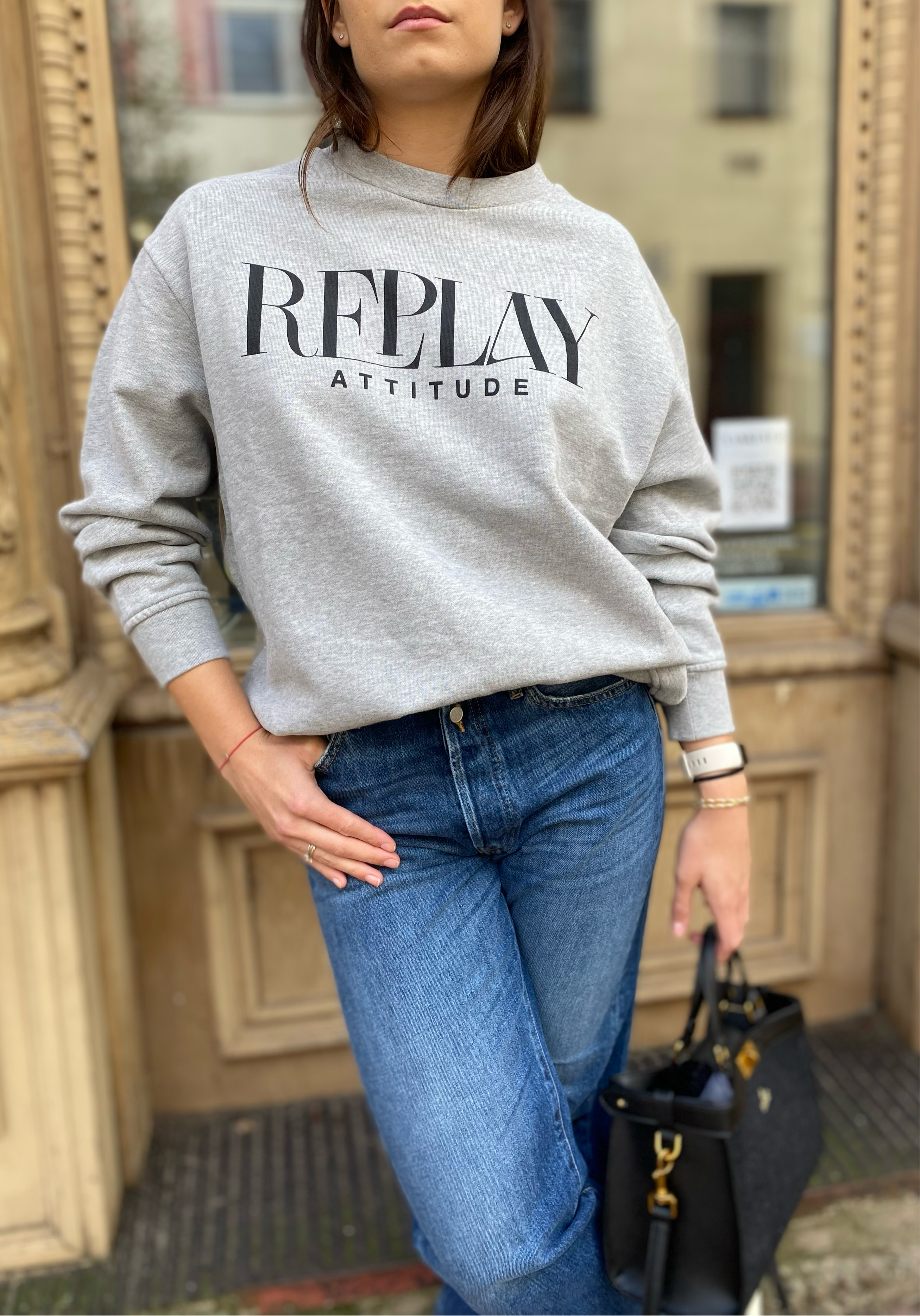 REPLAY DÁMSKÁ BAVLNĚNÁ OVERSIZED MIKINA S POTISKEM