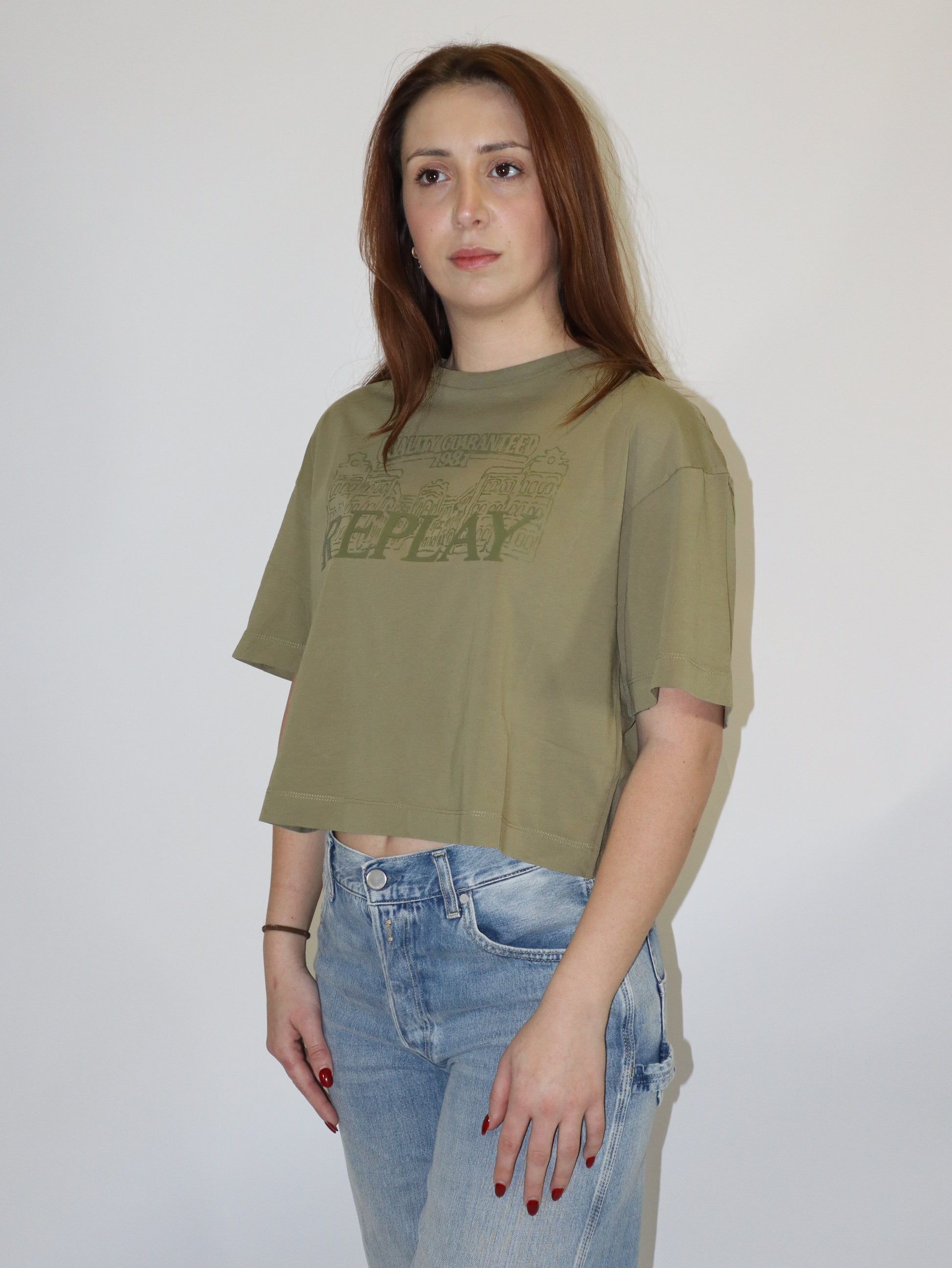 REPLAY DÁMSKÉ ZKRÁCENÉ TRIČKO S VÝRAZNÝM LOGEM