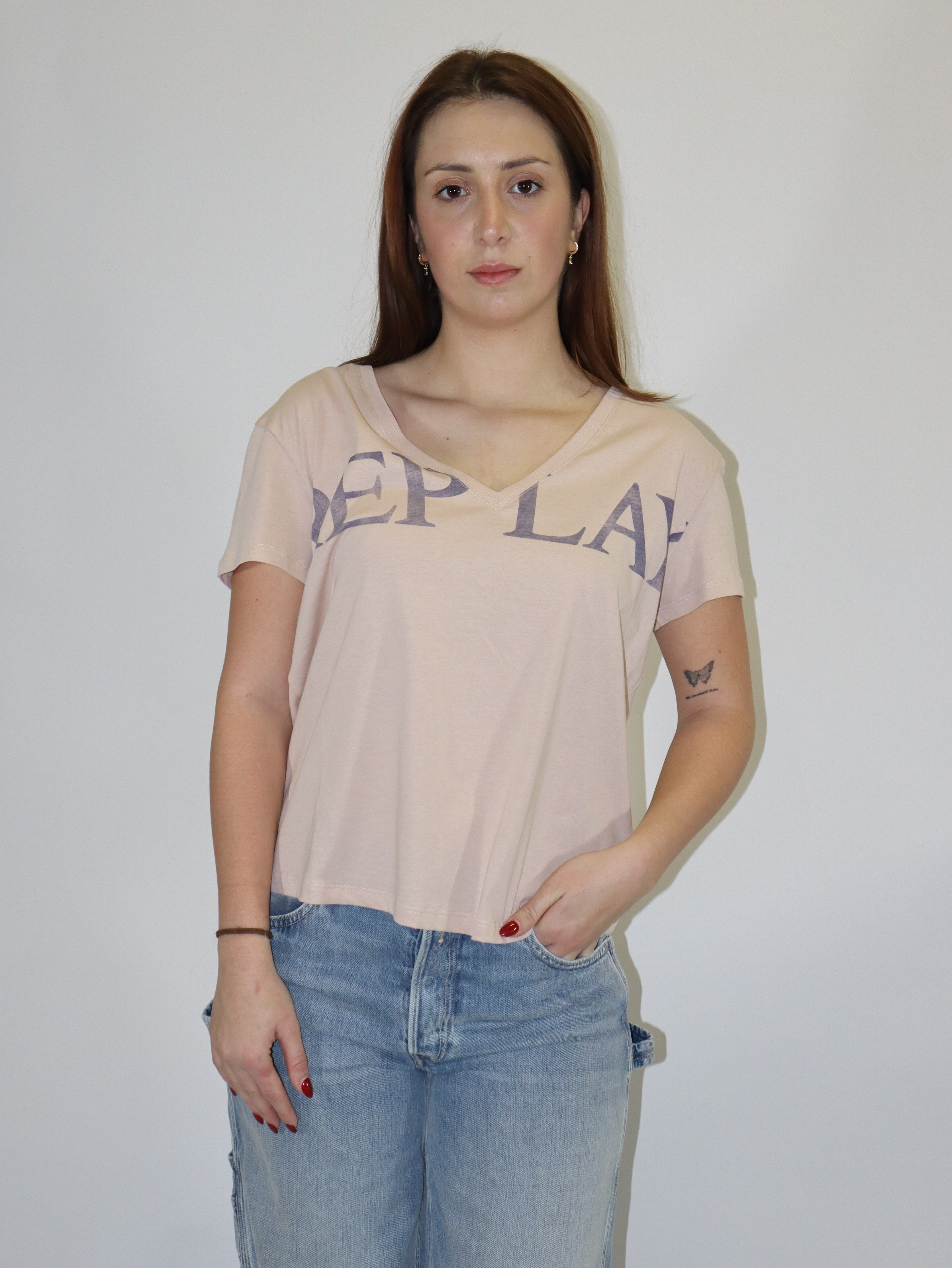 REPLAY DÁMSKÉ BAVLNĚNÉ TRIČKO S MAXI NÁPISEM
