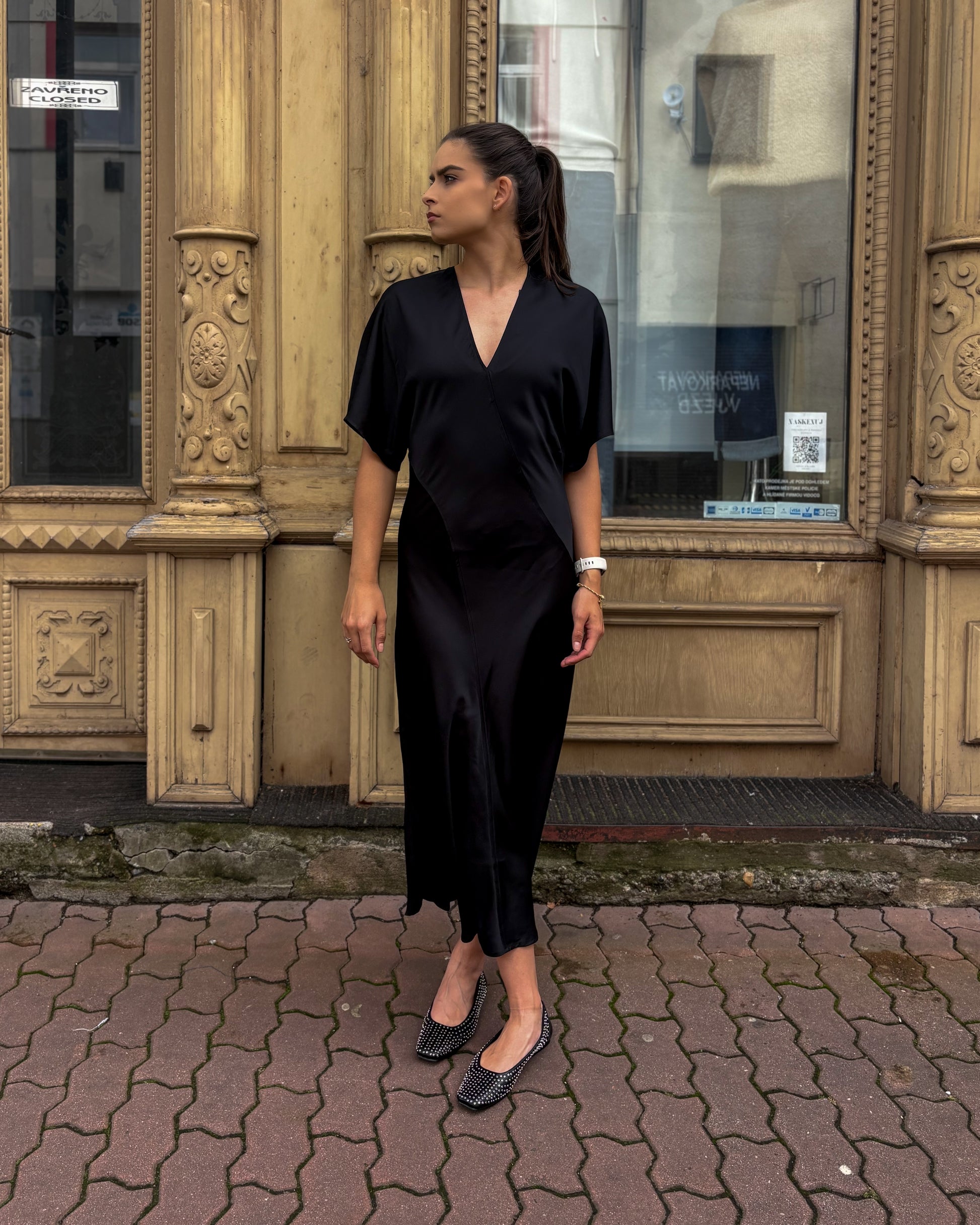 REPLAY POLY SATIN MIDI DRESS