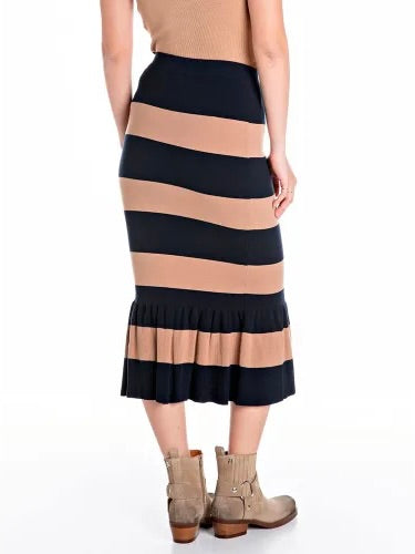 REPLAY DÁMSKÁ PRUHOVANÁ MIDI SUKNĚ S VOLÁNOVÝMI DETAILY