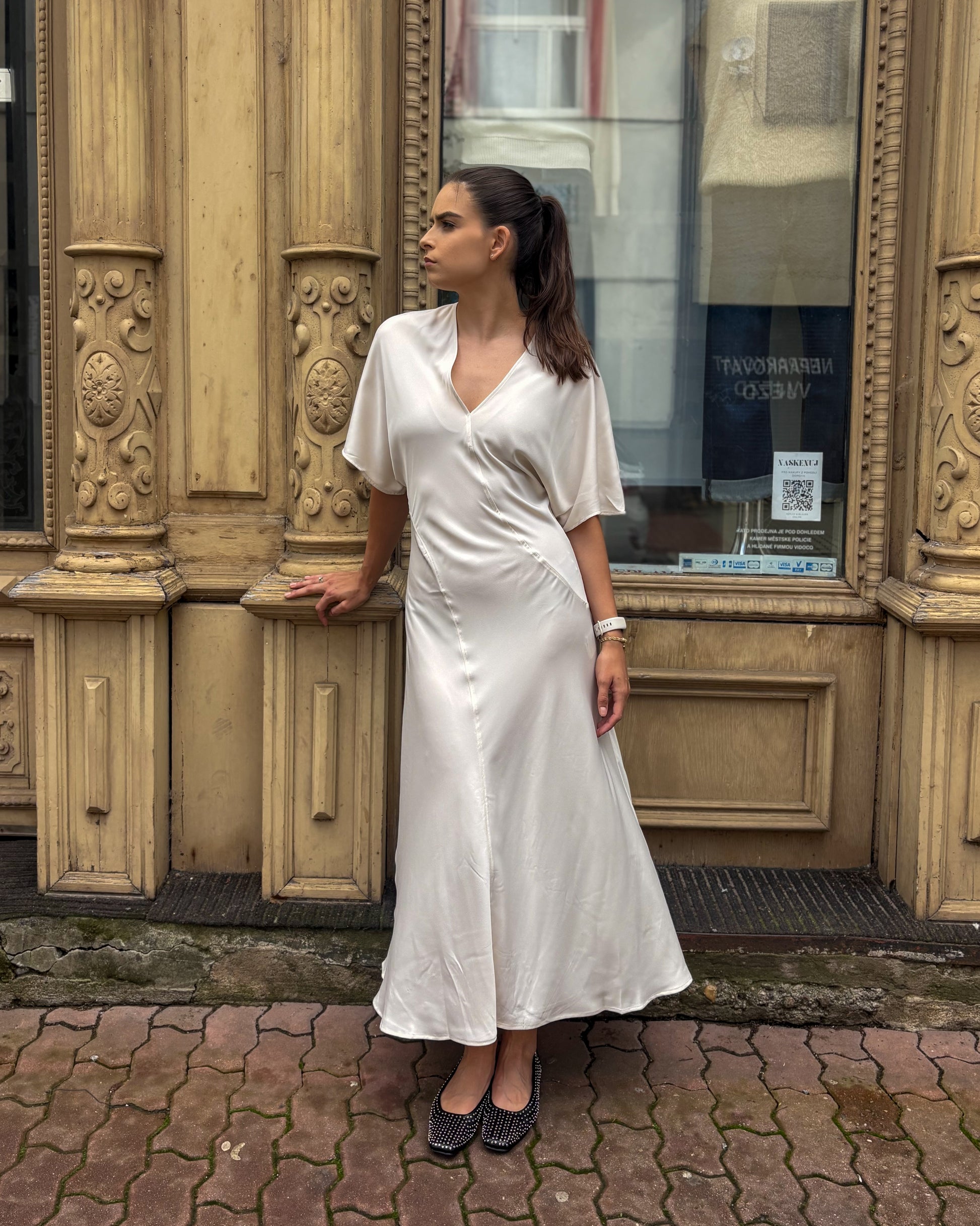 REPLAY POLY SATIN MIDI DRESS