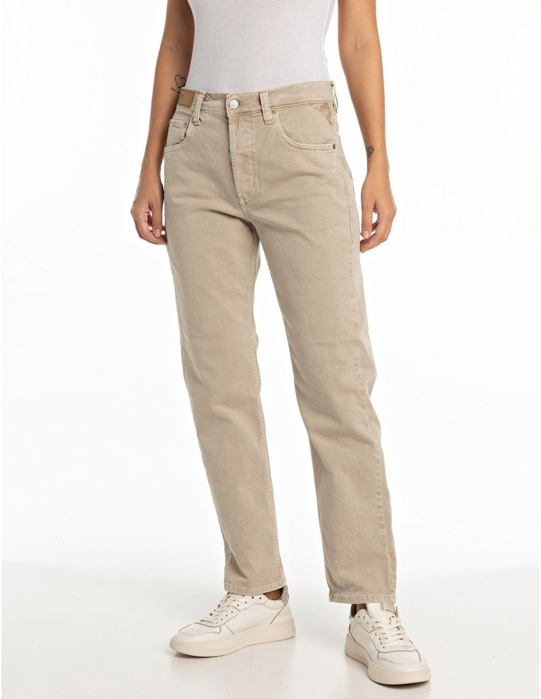 REPLAY DÁMSKÉ BÉŽOVÉ DŽÍNY MAIJKE STRAIGHT FIT 