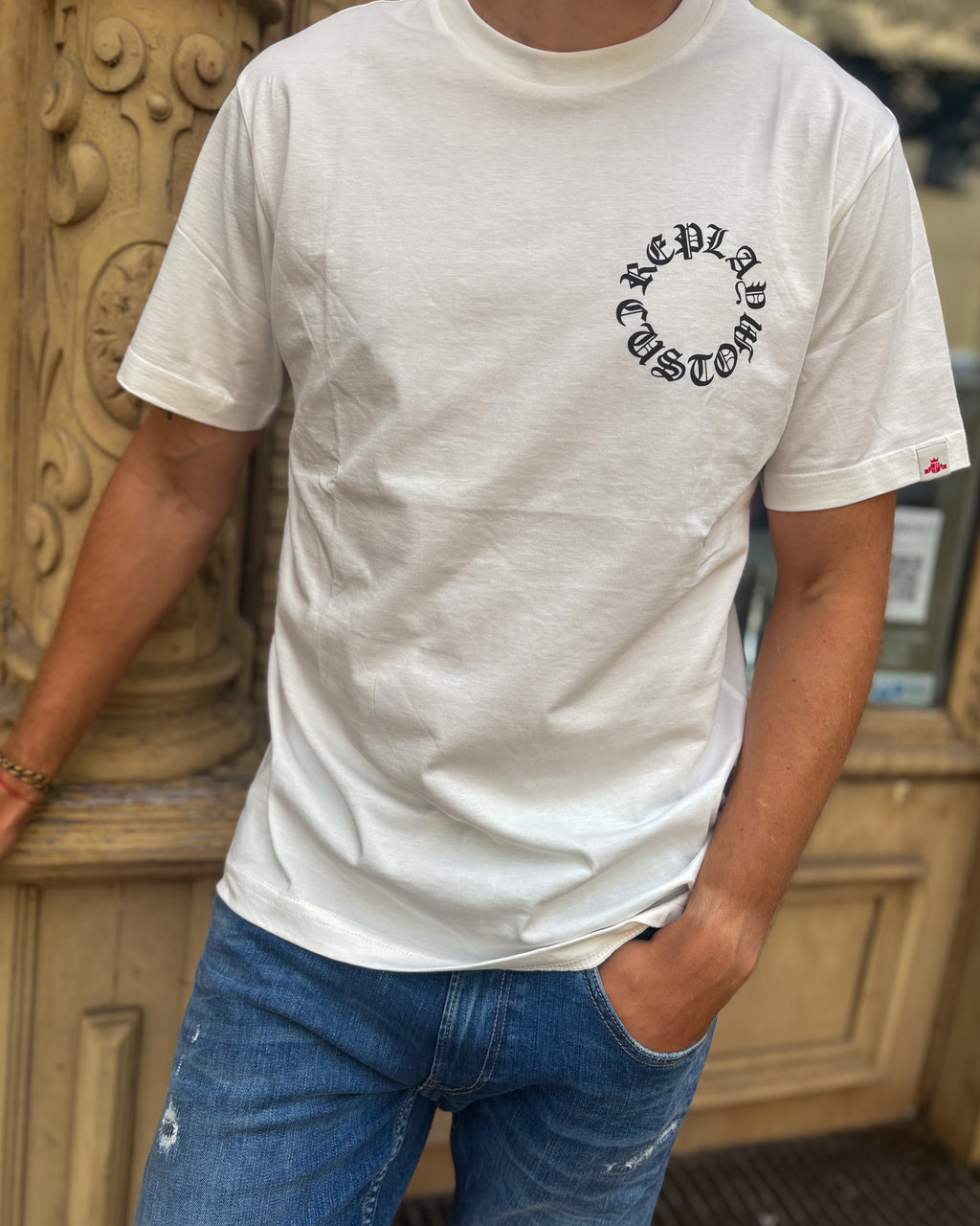 REPLAY MEN'S T-SHIRT WITH PRINT ON THE BACK