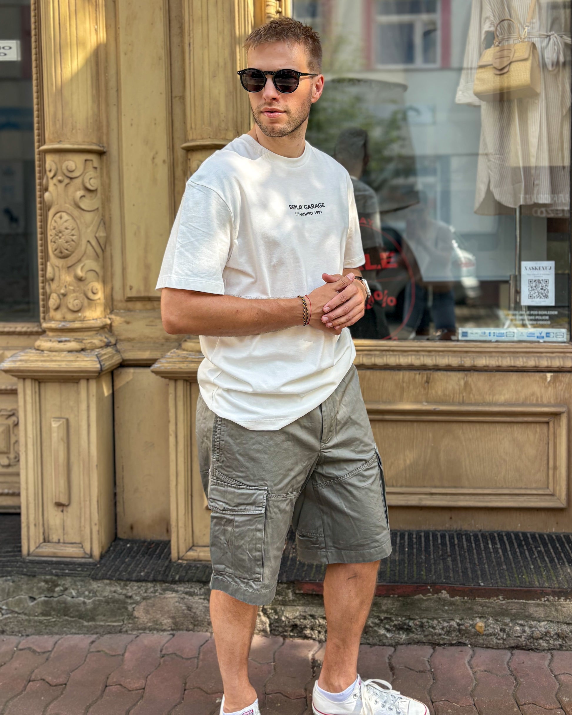 REPLAY PÁNSKÉ BAVLNĚNÉ KEPROVÉ CARGO ŠORTKY