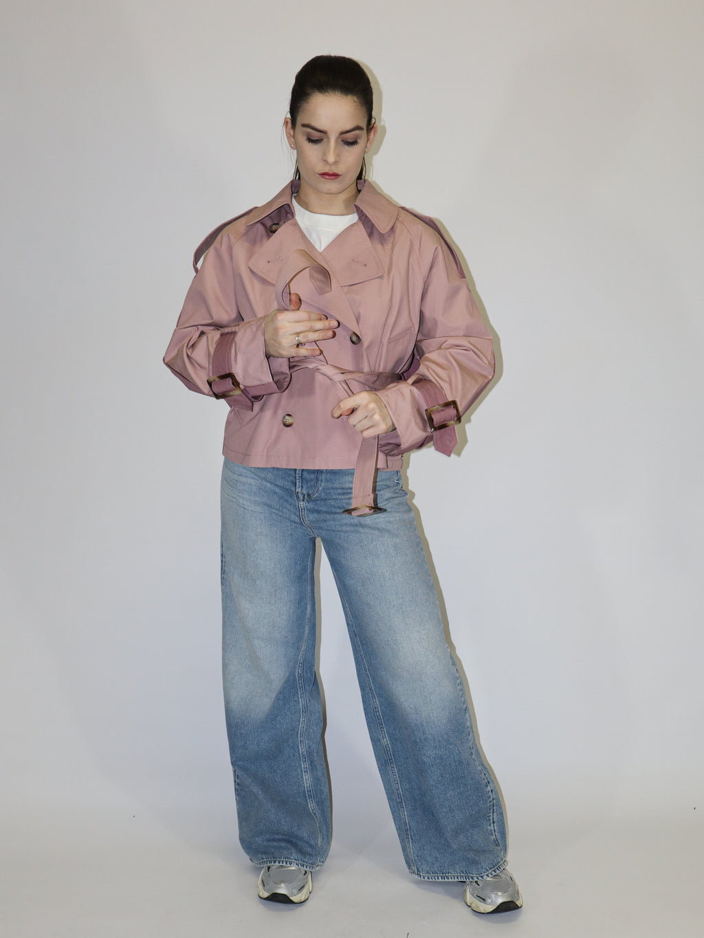 REPLAY WOMEN'S COTTON SHORT TRENCH COAT WITH LOOSE FIT