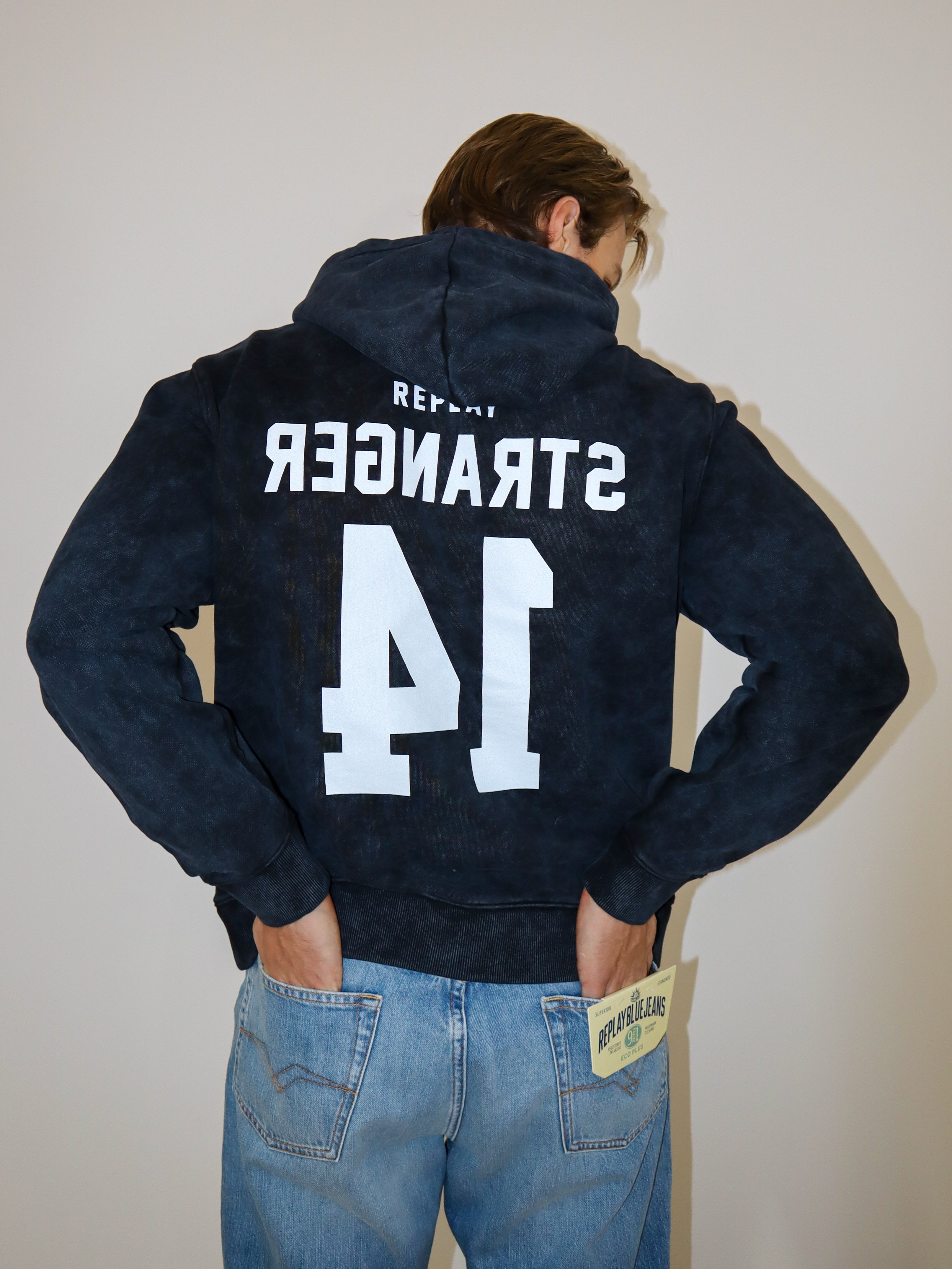 REPLAY PÁNSKA MIKINA S KAPÚCIOU A POTLAČOM ČÍSIEL