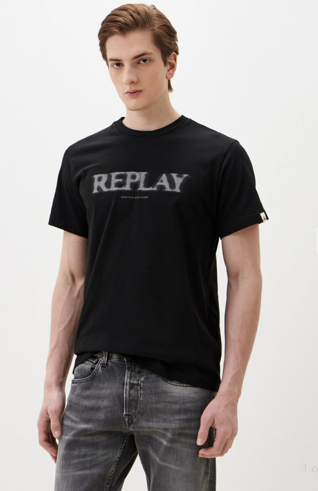 REPLAY PÁNSKÉ TRIČKO S VÝSTŘIHEM A POTISKEM