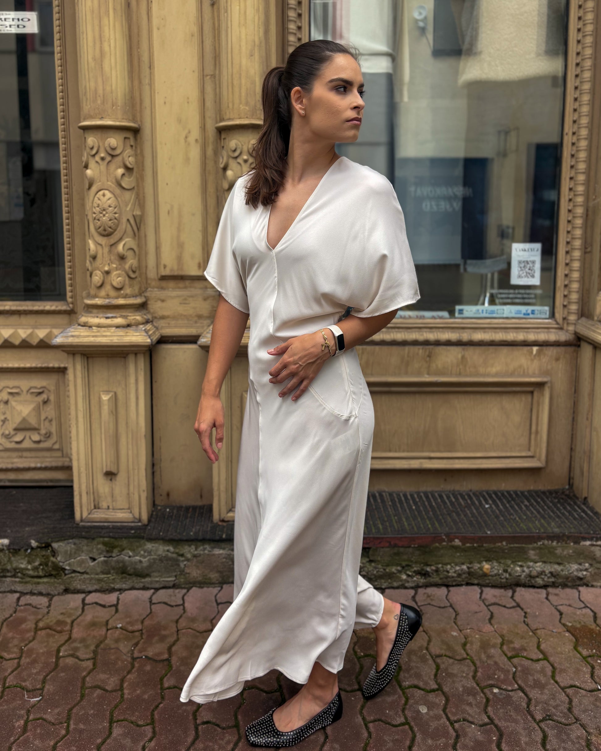 REPLAY POLY SATIN MIDI DRESS