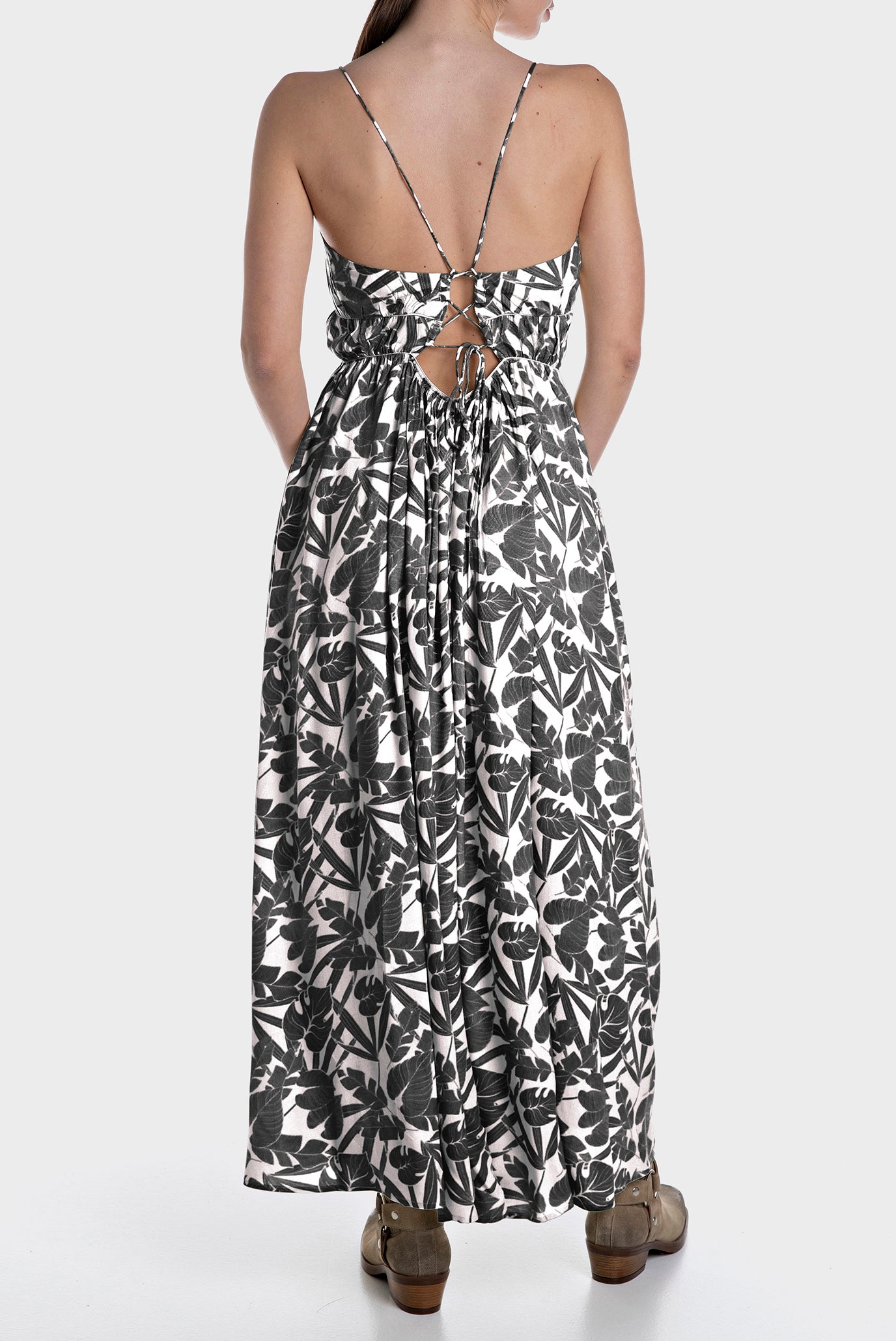 REPLAY LONG LEAF PRINT DRESS