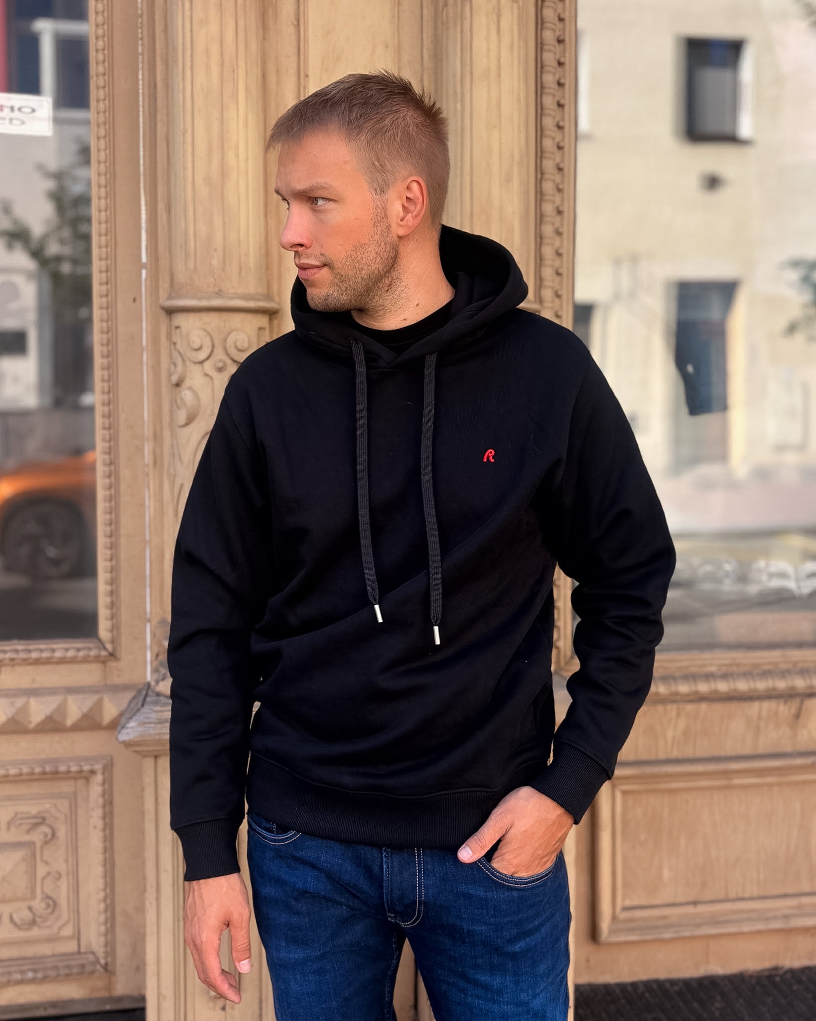REPLAY MEN'S HOODED SWEATSHIRT WITH EMBROIDERY R 