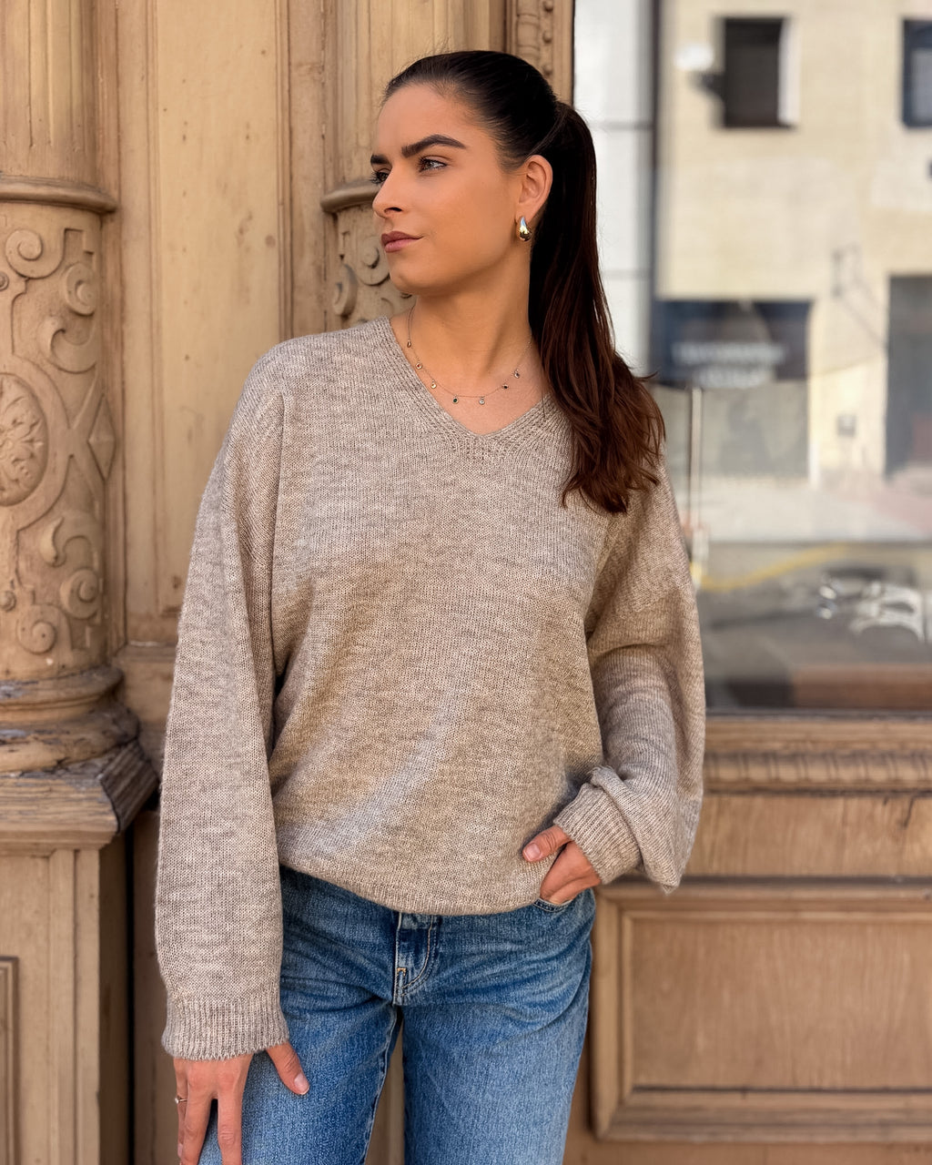 DAMENSTRICKPULLOVER VON REPLAY MIT V-AUSSCHNITT UND BALLONÄRMELN - DK0099 .000.723TQ