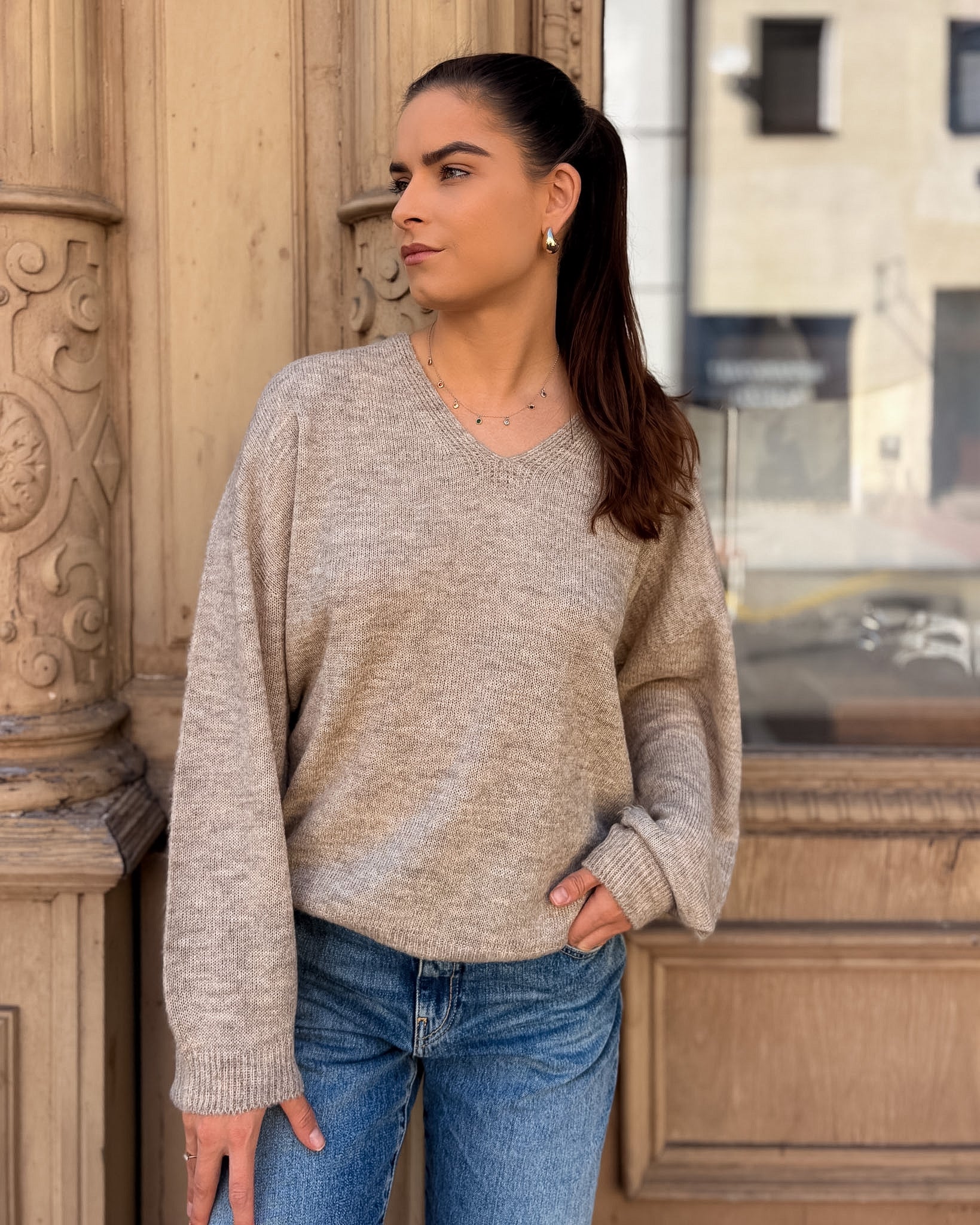 DAMENSTRICKPULLOVER VON REPLAY MIT V-AUSSCHNITT UND BALLONÄRMELN - DK0099 .000.723TQ